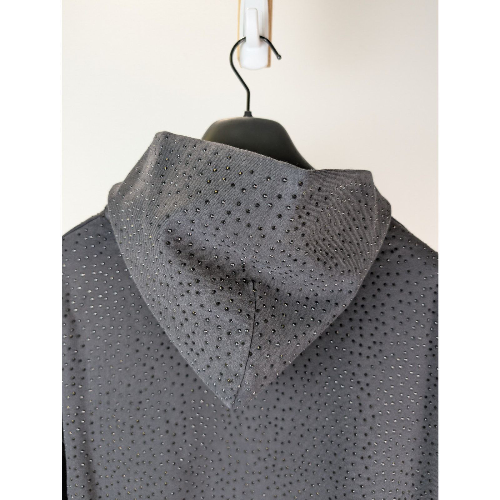 Balenciaga o1rshd1 Crystal-Embellished Small Zip-Up Hoodie Washed Black Size US M / EU 48-50 / 2 - 16 Thumbnail