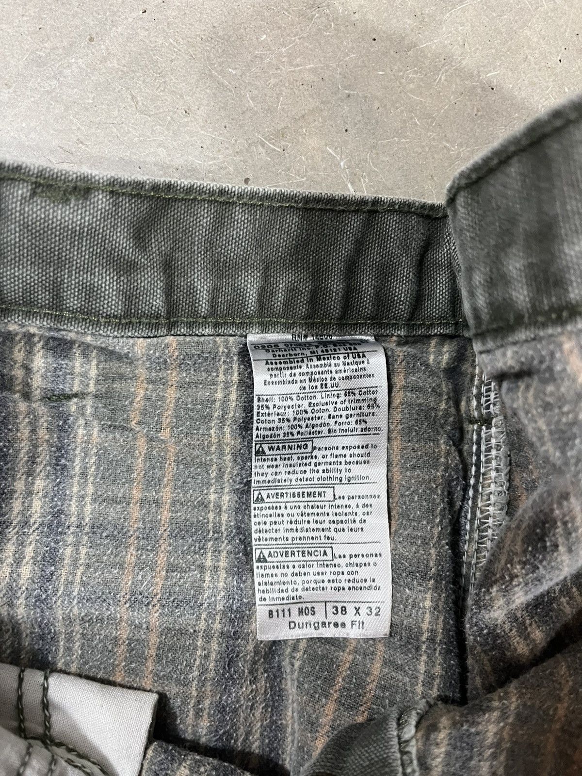 Carhartt Vintage Carhartt B111 MOS Flannel Lined Pants Faded Green Size US 37 - 6 Thumbnail