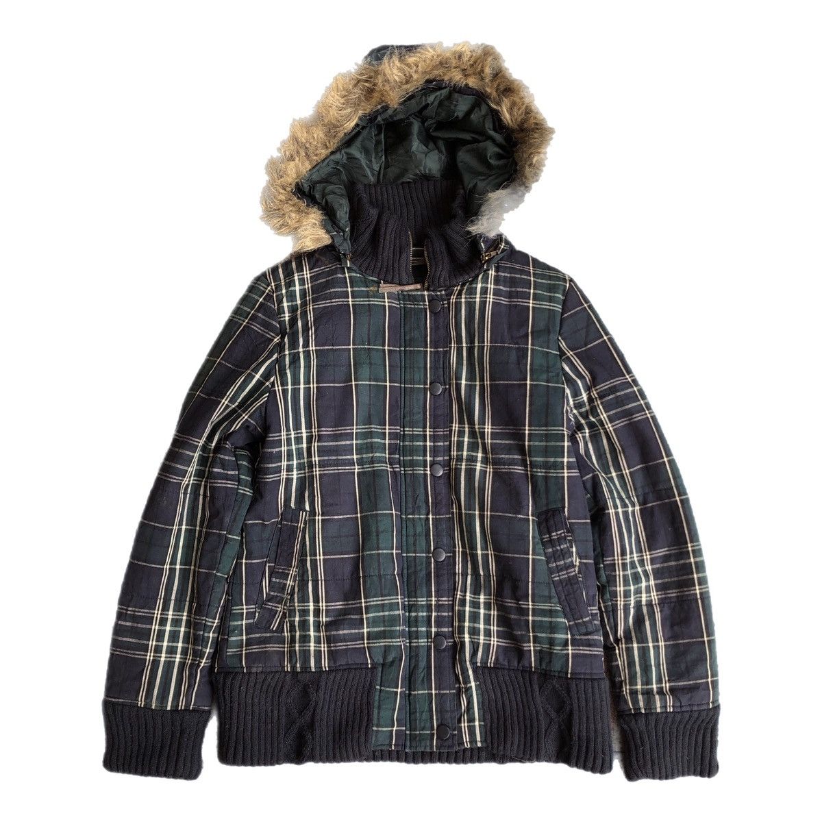 Japanese Brand 2000s Puffer Fur Jacket Final Decision Plaid Size US M / EU 48-50 / 2 - 1 Thumbnail