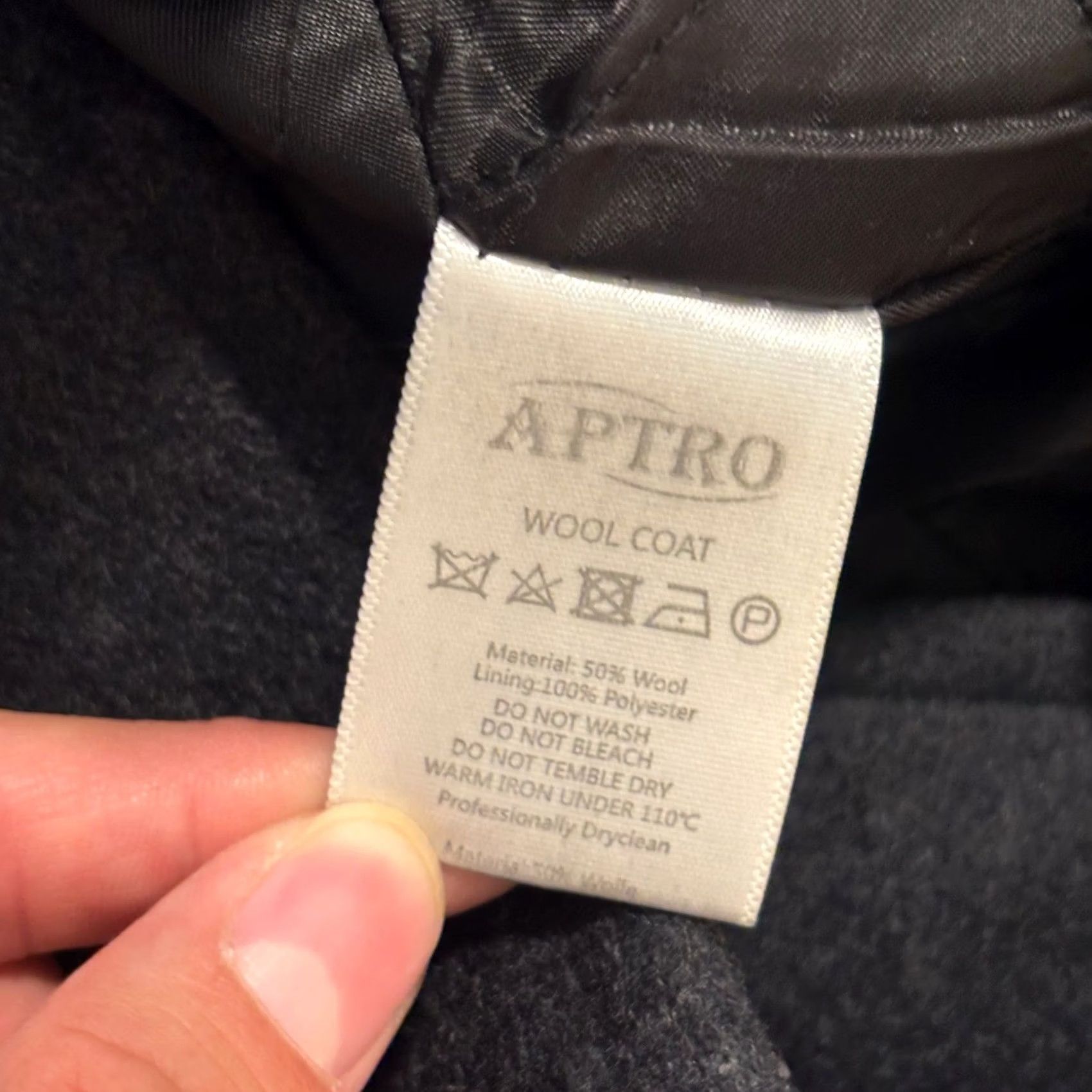Vintage Aptro Mens Wool Blend Pea Coat Jacket Charcoal Gray Military Style 2XL Size US XXL / EU 58 / 5 - 3 Thumbnail