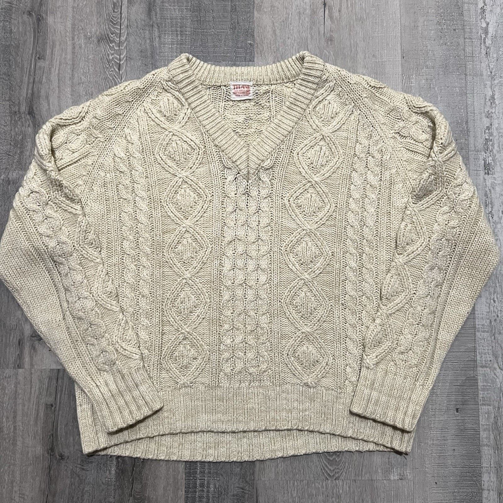 Vintage VTG Thane Cable Knit Fisherman Sweater Beige Acrylic Knit Size M / US 6-8 / IT 42-44 - 1 Thumbnail