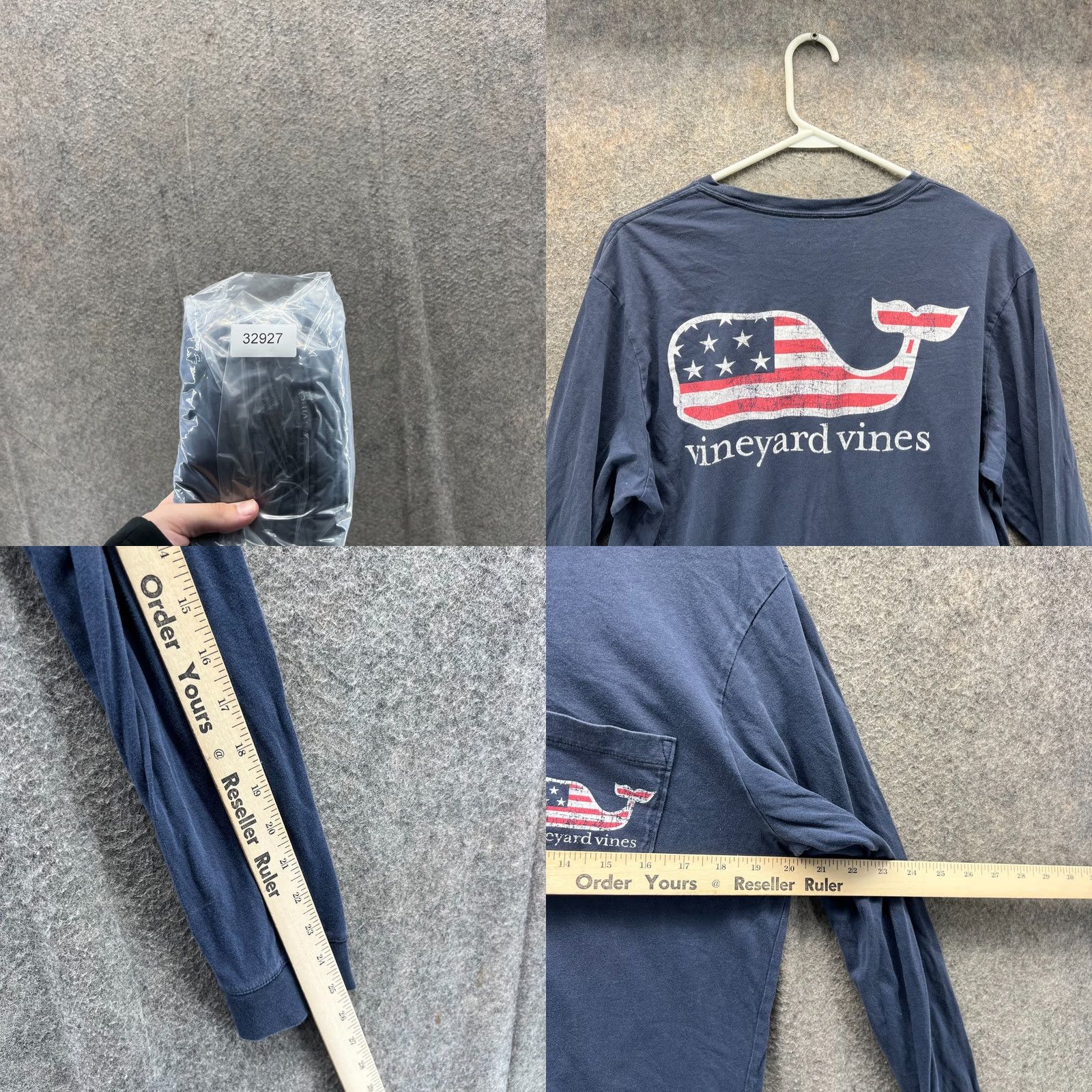 Vineyard Vines Vineyard Vines Shirt Mens Small Blue Long Sleeve Whale USA Flag Logo Crewneck Size US S / EU 44-46 / 1 - 8 Thumbnail
