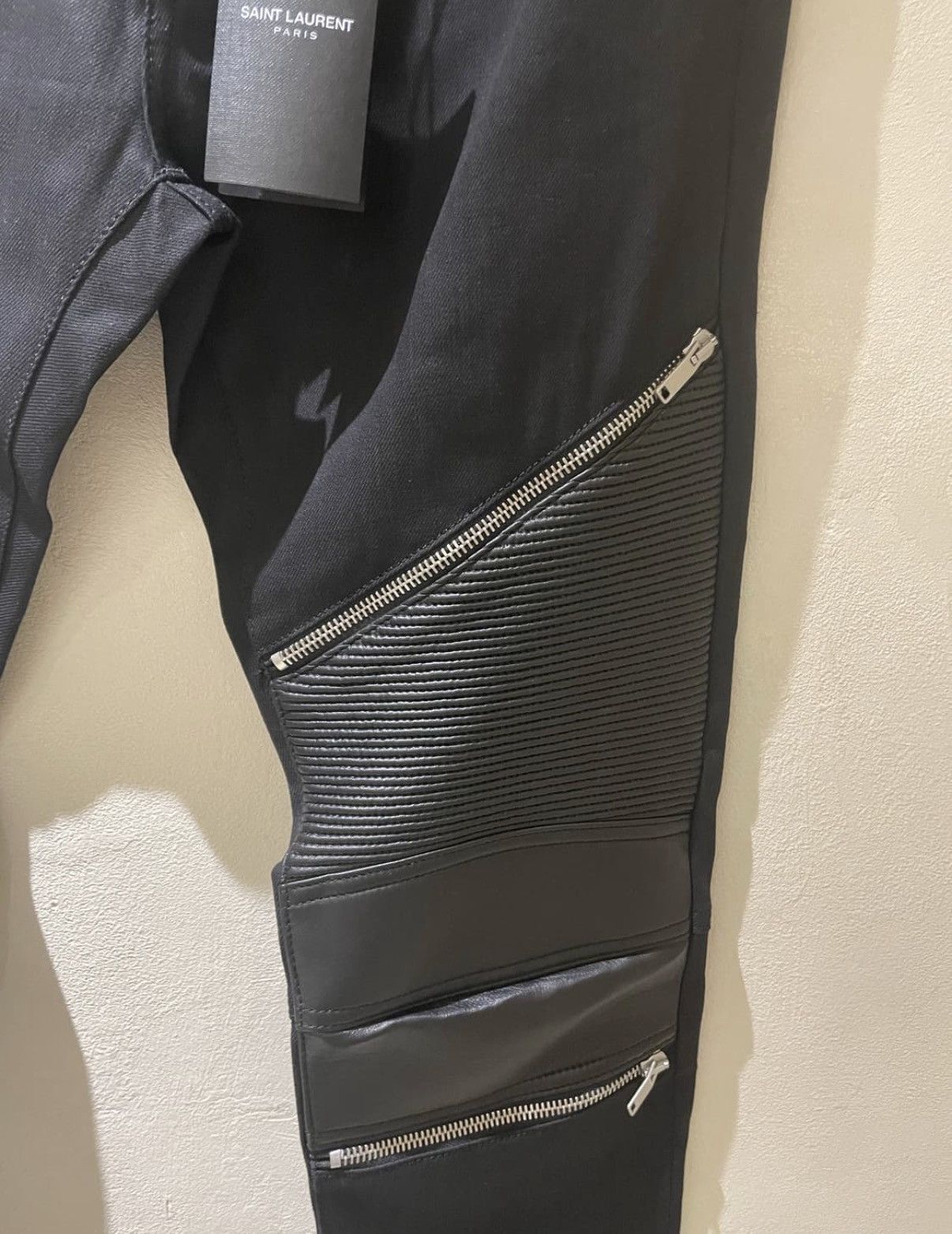 Saint Laurent Paris Saint laurent 16FW leather patch biker denim jeans sz29 Size US 29 - 3 Thumbnail