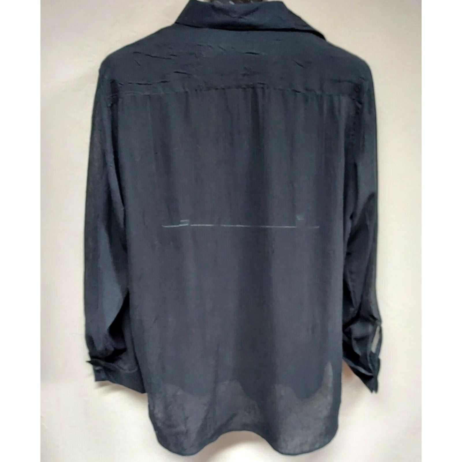 Sisley Sisley Relaxed Elegance Made in Italy Button Up Long Sleeve Sheer Blouse Sz 48 Black Size XL / US 12-14 / IT 48-50 - 3 Thumbnail