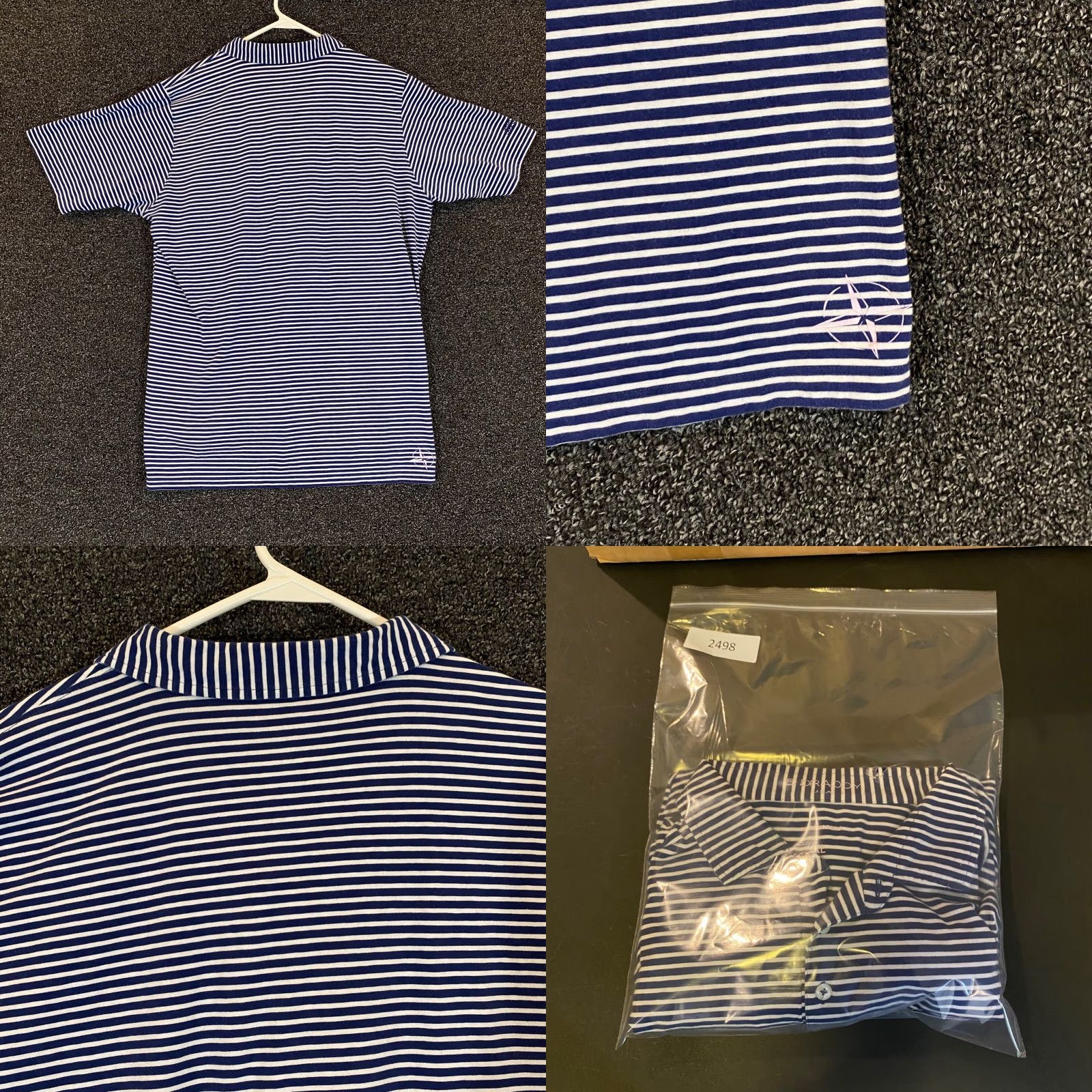 Vintage B Draddy Polo Mens XL Blue White Striped Golf Shirt Short Sleeved Sleeve Logo Size US XL / EU 56 / 4 - 8 Thumbnail