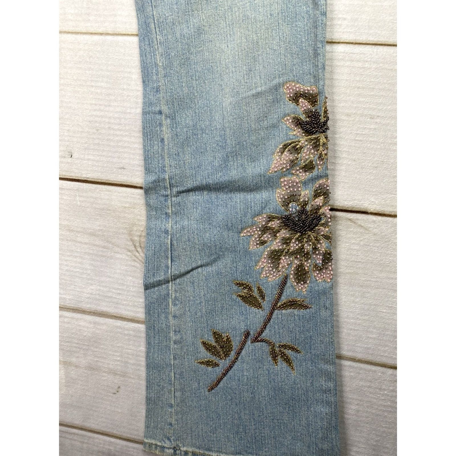 Vintage VINTAGE Z. Cavaricci Jeans Jr Sz 9 Light Wash Floral Embroidered Low Rise Bohemian 90s Hippie Whimsigoth Jeans Womens Size 30" / US 8 / IT 44 - 2 Thumbnail