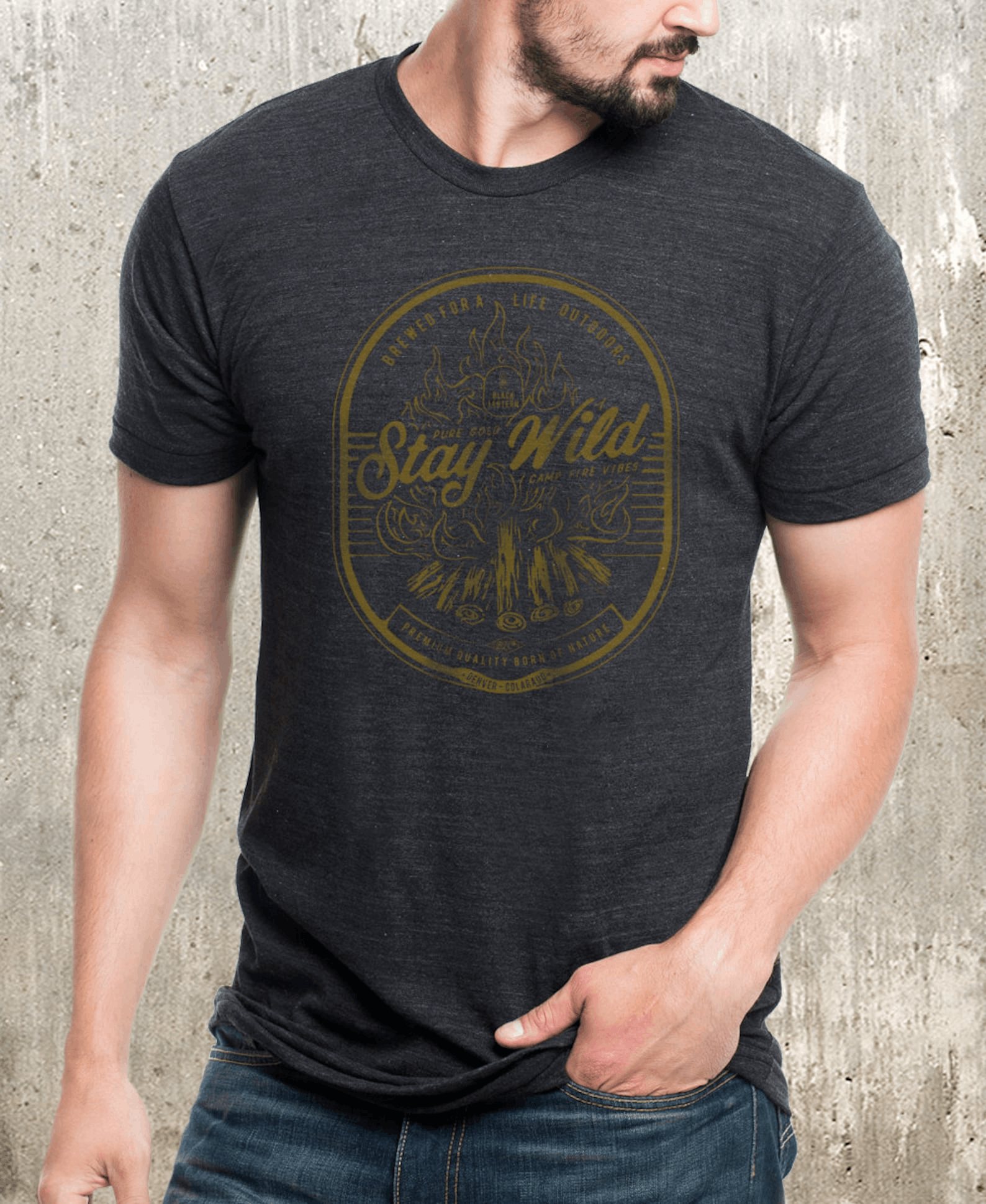 Designer × Vintage Men's T-Shirt – Stay Wild | Black Short Sleeve Size US L / EU 52-54 / 3 - 2 Thumbnail