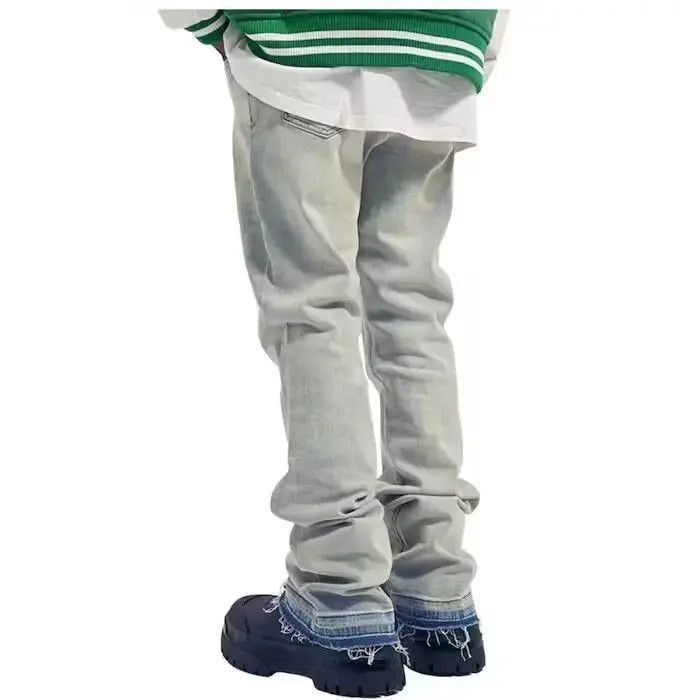 Japanese Brand Blue Light Wash Stacked Denim Jeans Size US 32 / EU 48 - 3 Thumbnail