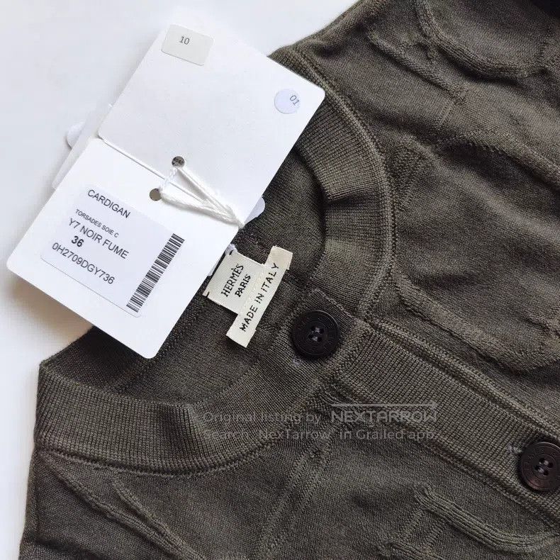 Hermes Hermes Jacquard Knit Cardigan, Moss Green Size XS / US 0-2 / IT 36-38 - 3 Thumbnail