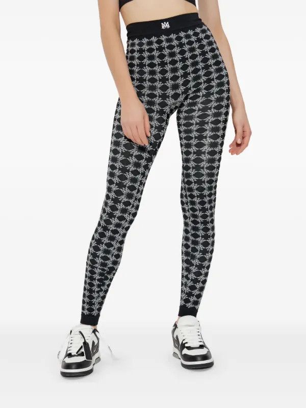 Balenciaga o1orln1125 MA Quad-Monogram Leggings in Black/White Size 26" / US 2 / IT 38 - 3 Thumbnail