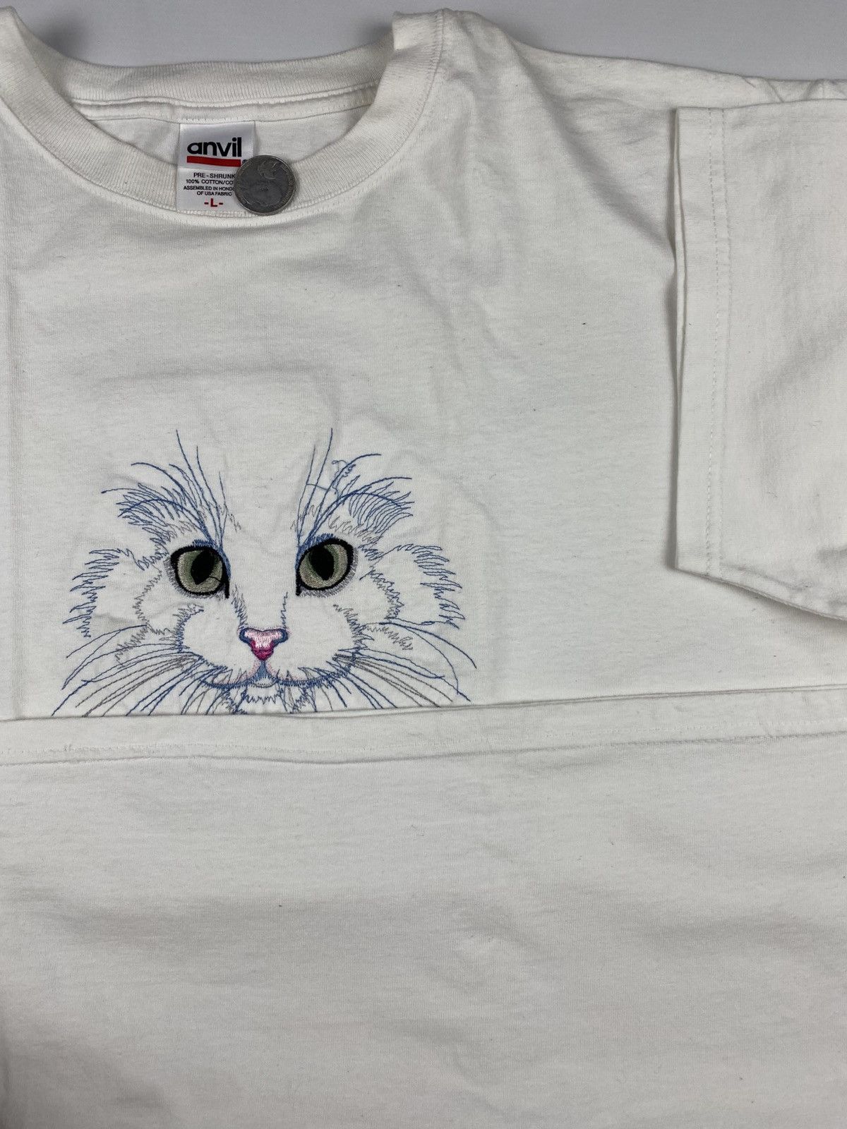 Vintage Vintage White Cat tshirt Size US L / EU 52-54 / 3 - 3 Thumbnail