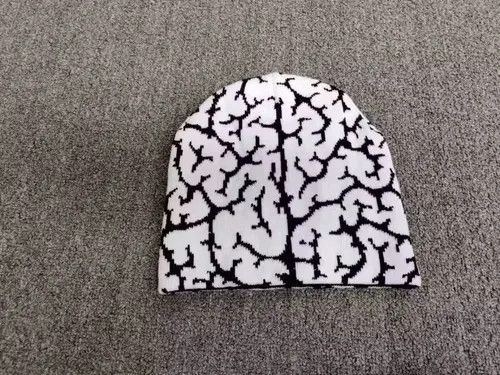 Other Brain Pattern All Over Graphic No Cuff Beanie Hat White Size ONE SIZE - 1 Thumbnail