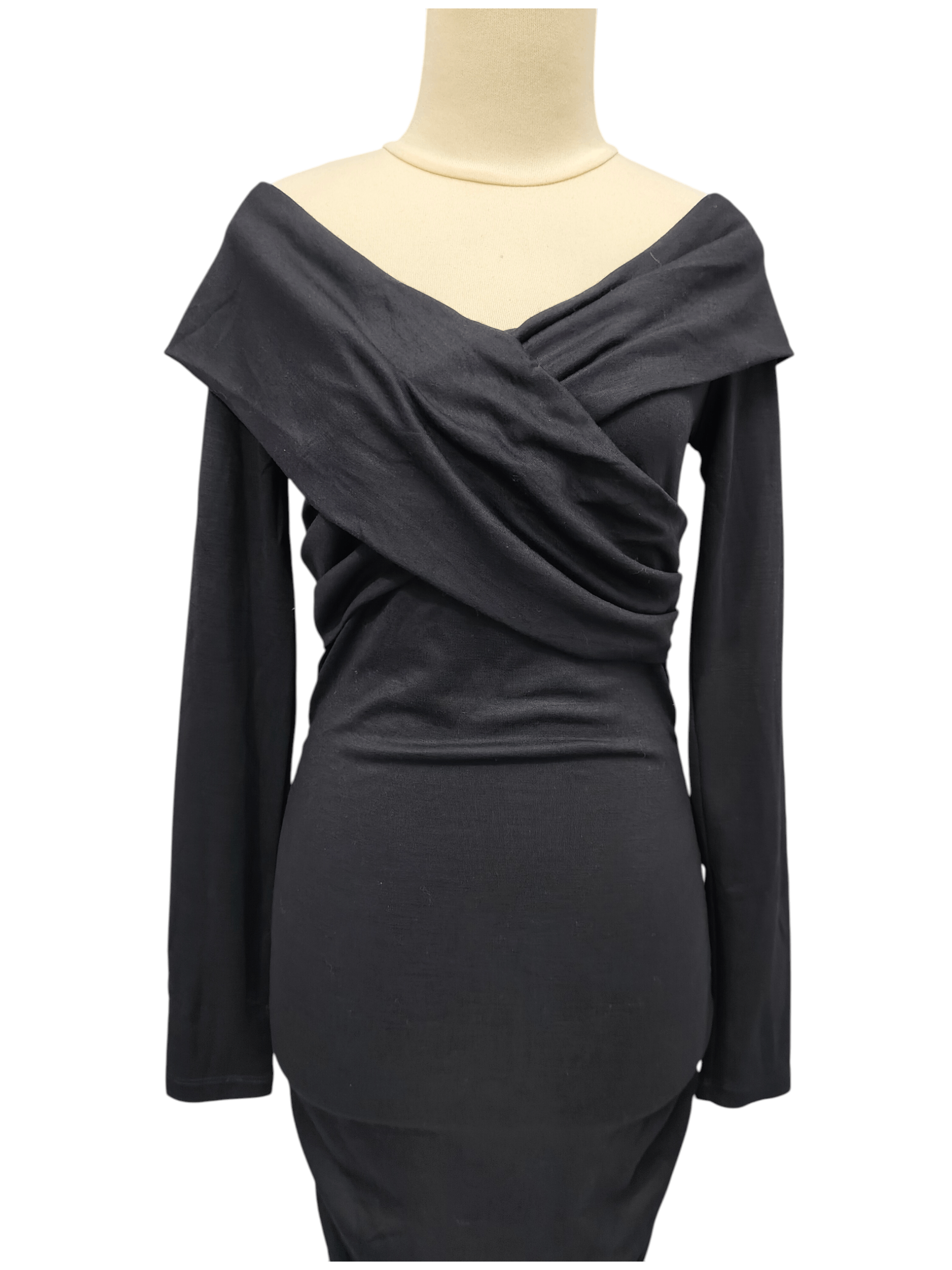 Diane von Furstenberg DVF- Off Shoulder Draped Bodycon Ruched Hem Dress Size S / US 4 / IT 40 - 2 Thumbnail