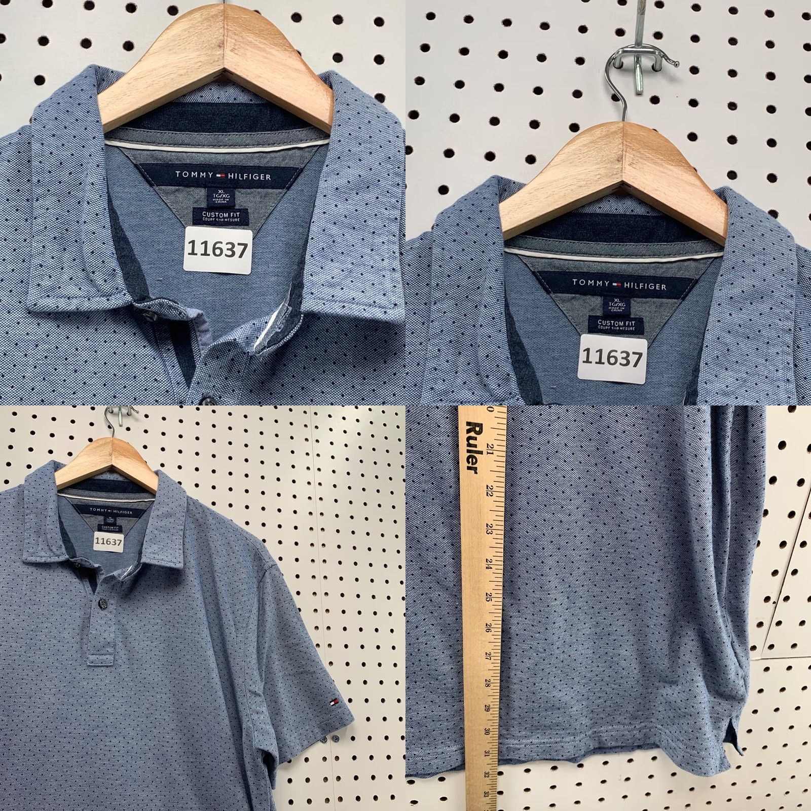Tommy Hilfiger Tommy Hilfiger Polo Shirt Mens XL Blue Polka Dot Short Sleeve Casual Custom Fit Shirt Size US XL / EU 56 / 4 - 8 Thumbnail