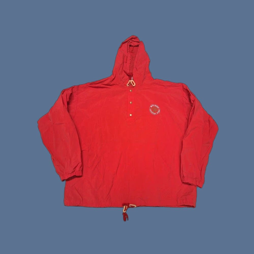 Marlboro VINTAGE Marlboro Country Store Windbreaker XL Jacket Ribbed Band Collar Logo Nylon Zip Red Men XL Autumn Spring Summer Winter Weather Jacket Size US XL / EU 56 / 4 - 1 Thumbnail