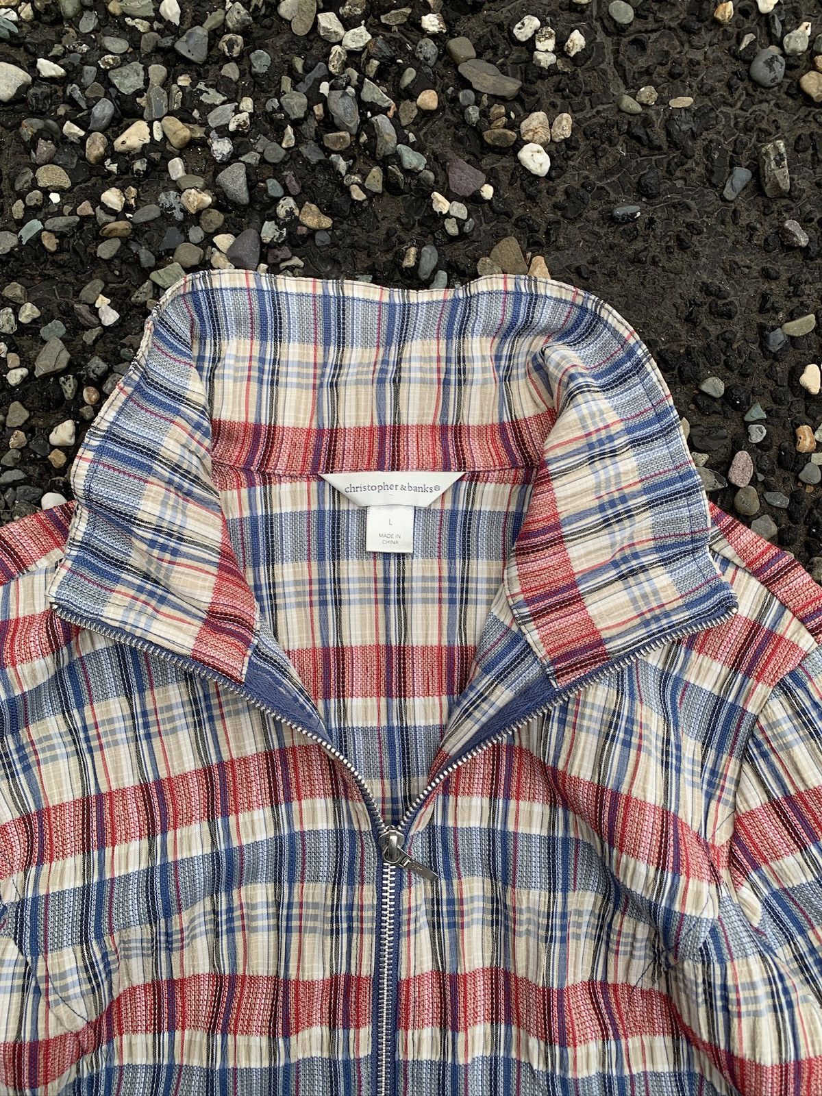 Other Christopher & Banks Lightweight Plaid Zip-Up Jacket Size L / US 10 / IT 46 - 6 Thumbnail