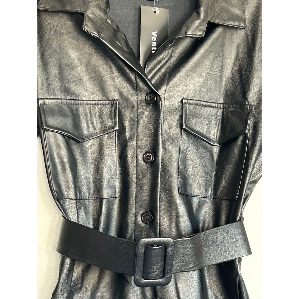 Other Venti6 Faux Leather Long Sleeve Button Belted Midi Dress in Size S / US 4 / IT 40 - 4 Thumbnail