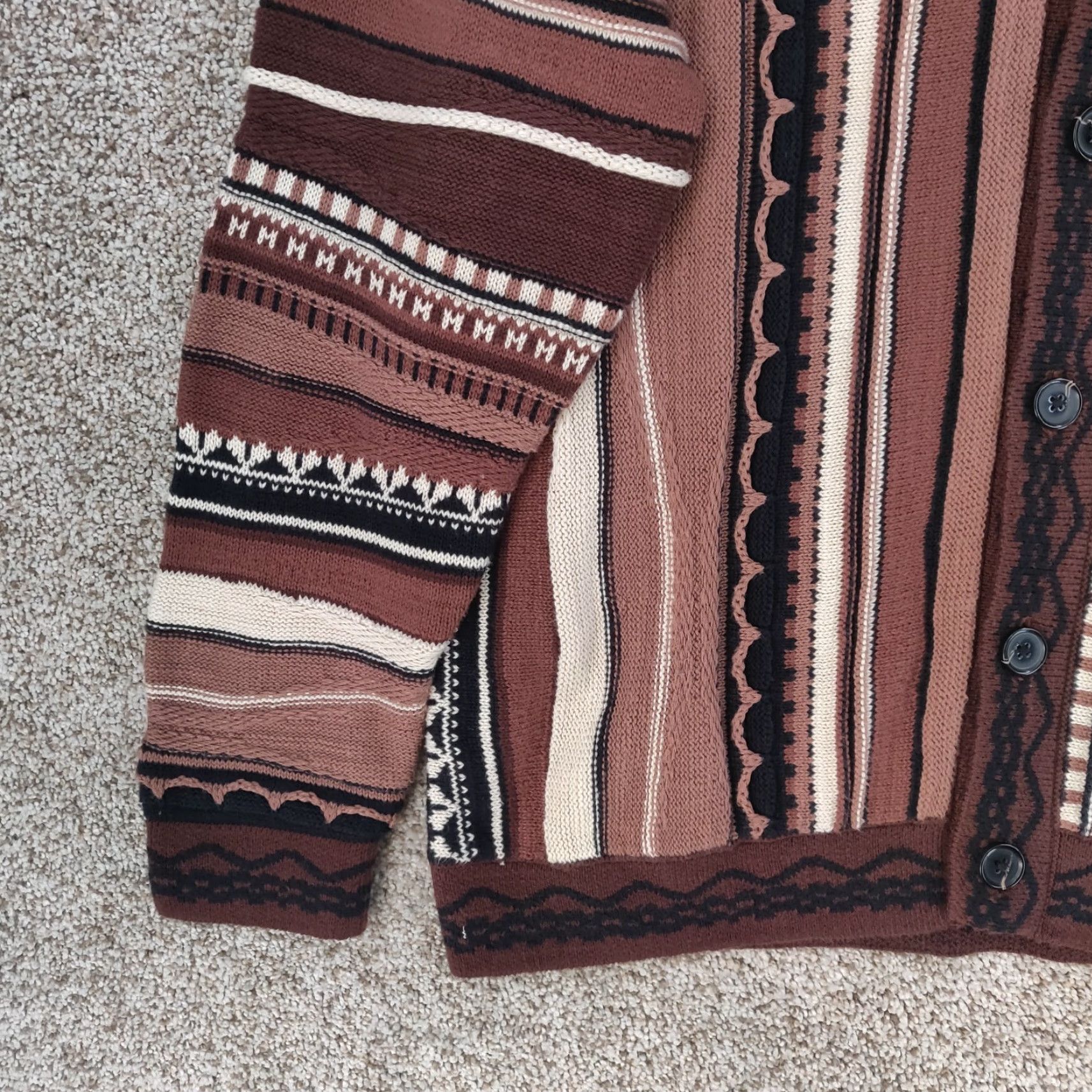 Abercrombie & Fitch Abercrombie & Fitch Sweater Mens M Brown 3D Knit Chunky Coogi Style Cardigan Size US M / EU 48-50 / 2 - 3 Thumbnail
