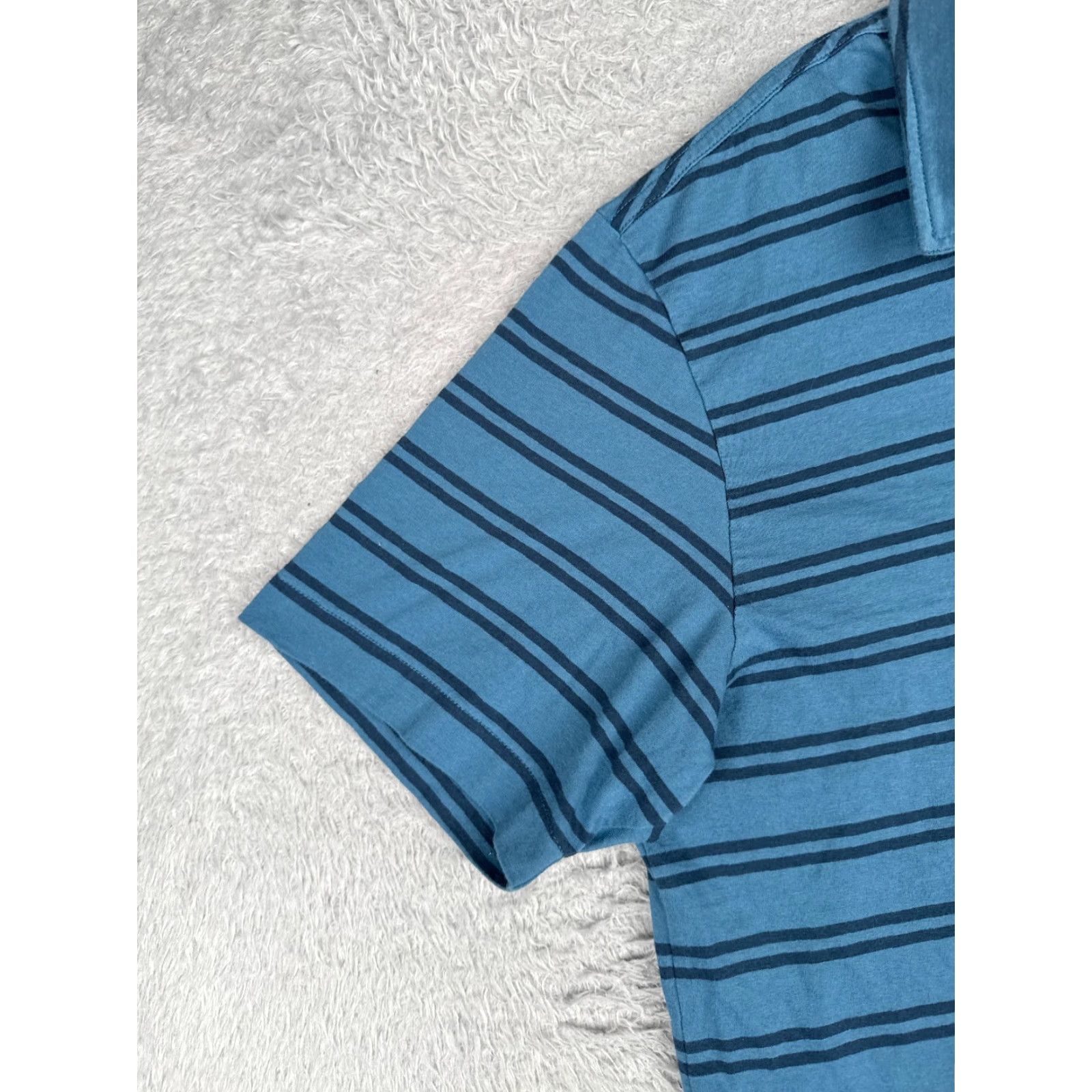 Patagonia Patagonia Polo Shirt Adult Large Blue Stripe 100% Cotton Pocket Short Sleeve Shirt Mens Regular Blue Striped Polo Size US L / EU 52-54 / 3 - 3 Thumbnail