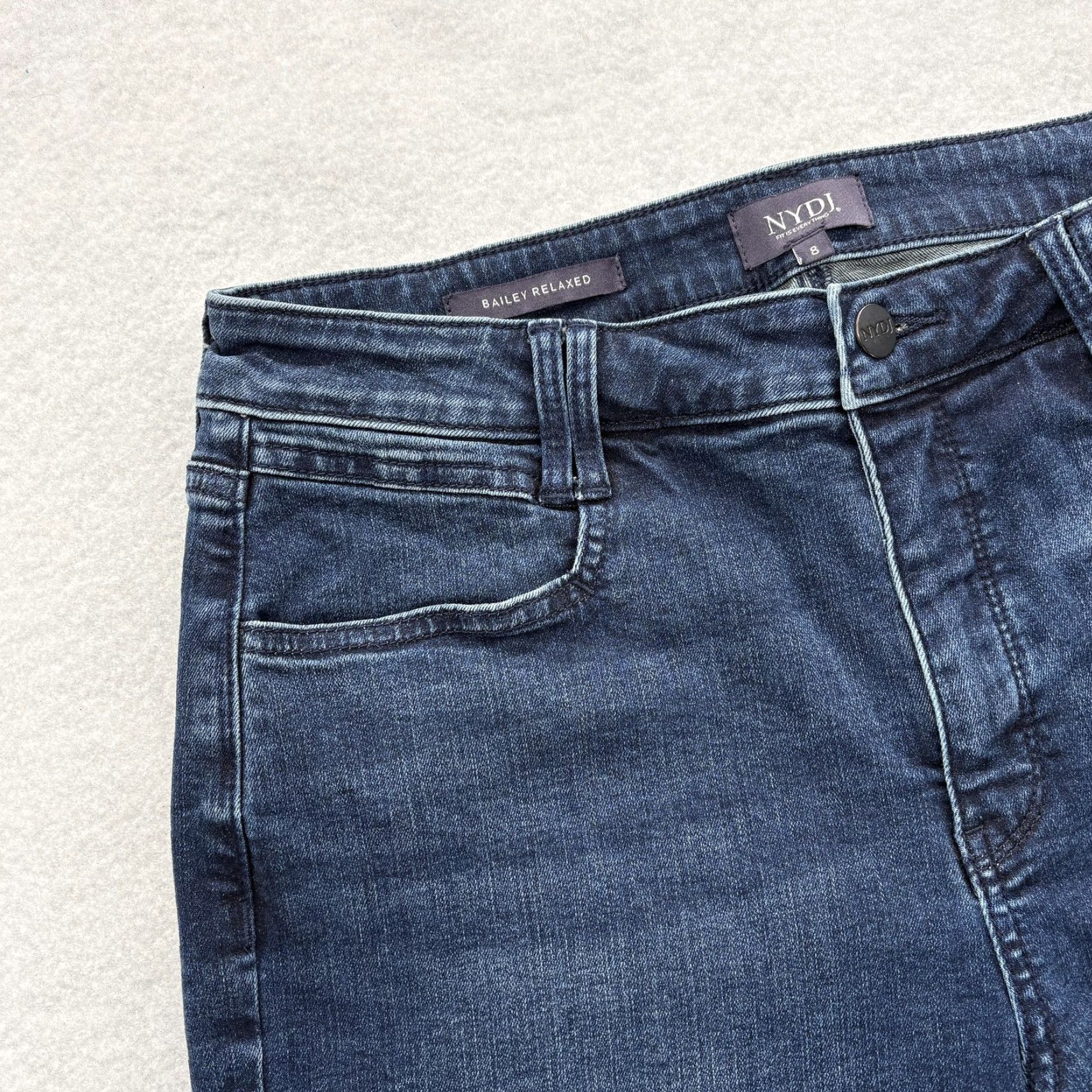 NYDJ NYDJ Bailey Relaxed Jeans Womens 8 Blue Dark Wash Denim Stretch Straight Leg Size 30" / US 8 / IT 44 - 3 Thumbnail