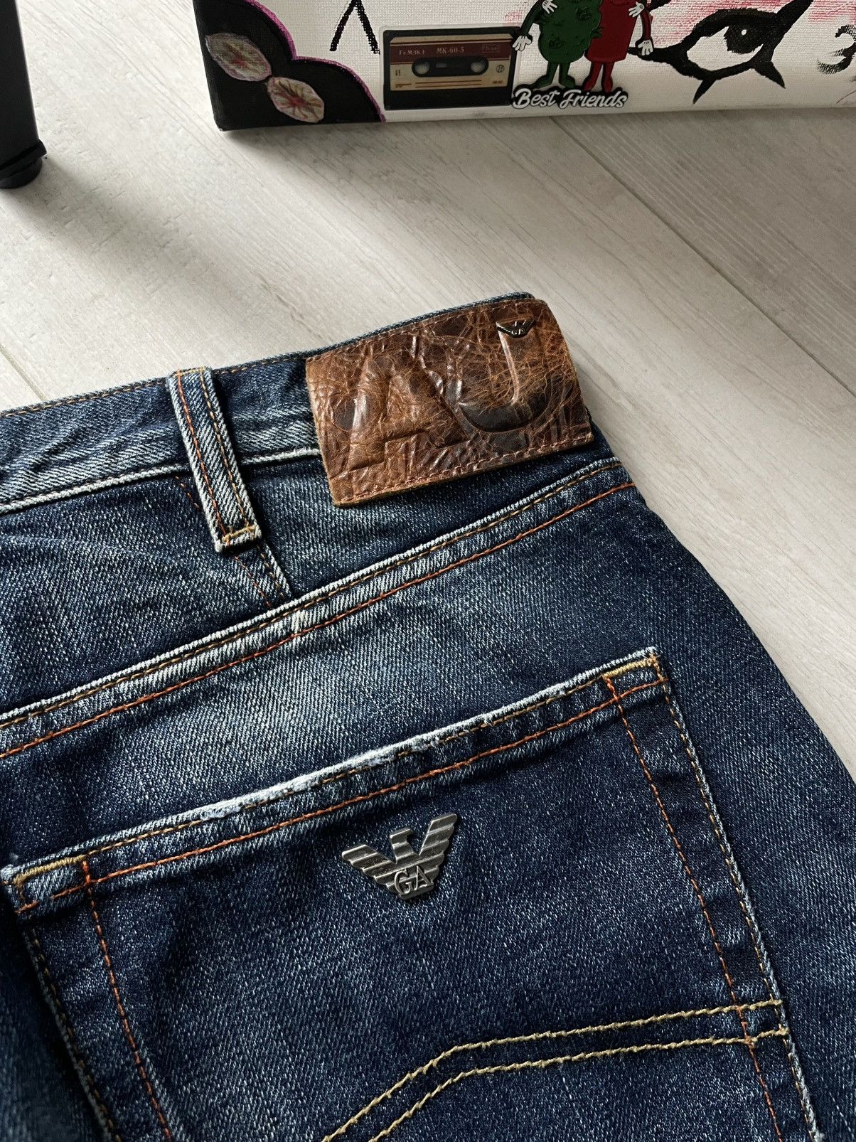 Armani Vintage 00’s Armani Jeans Denim Indigo Y2K Metal Logo RARE Size 30" / US 8 / IT 44 - 5 Thumbnail