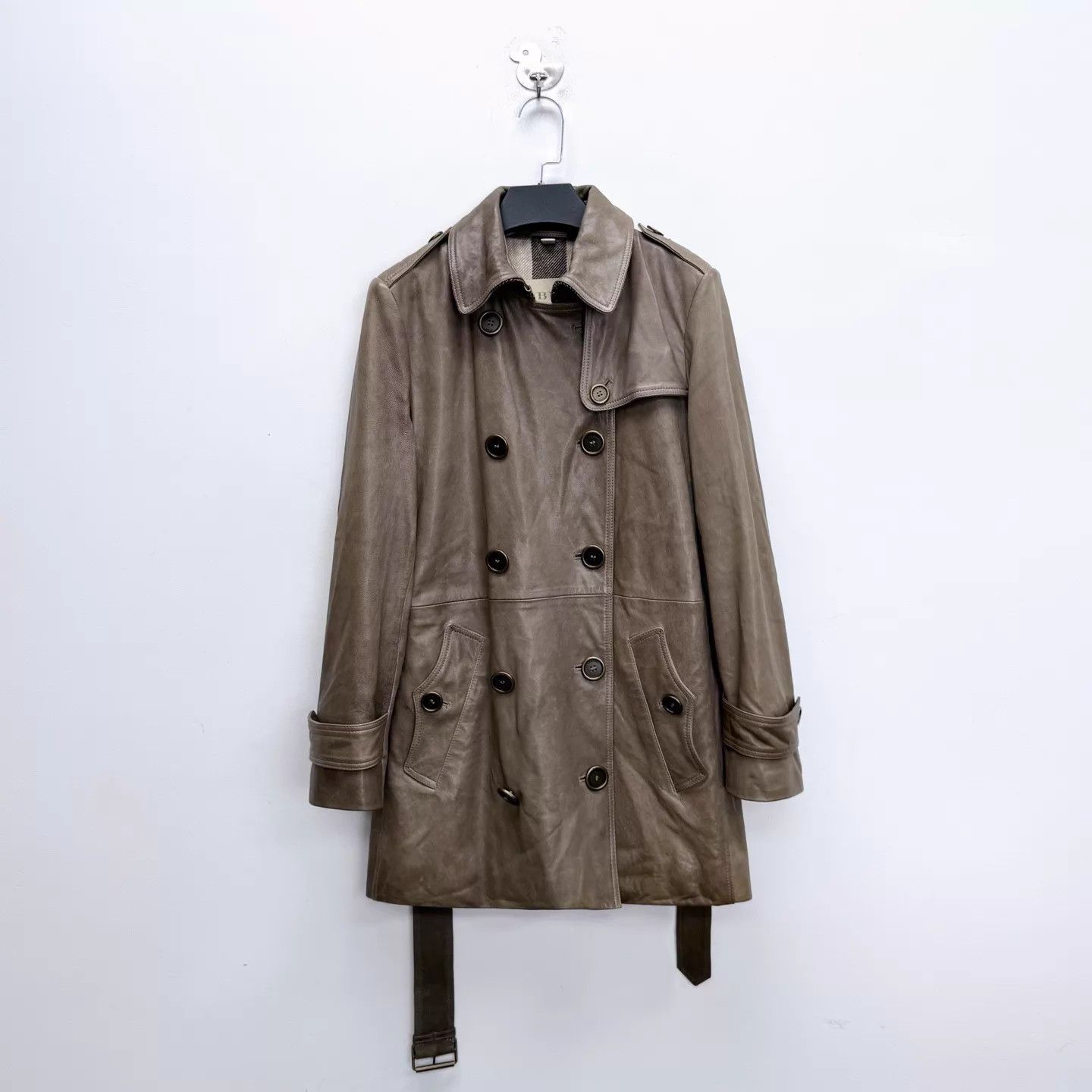 Burberry Burberry Distressed Lambskin Check Lined DB Coat UK10 Size M / US 6-8 / IT 42-44 - 1 Thumbnail