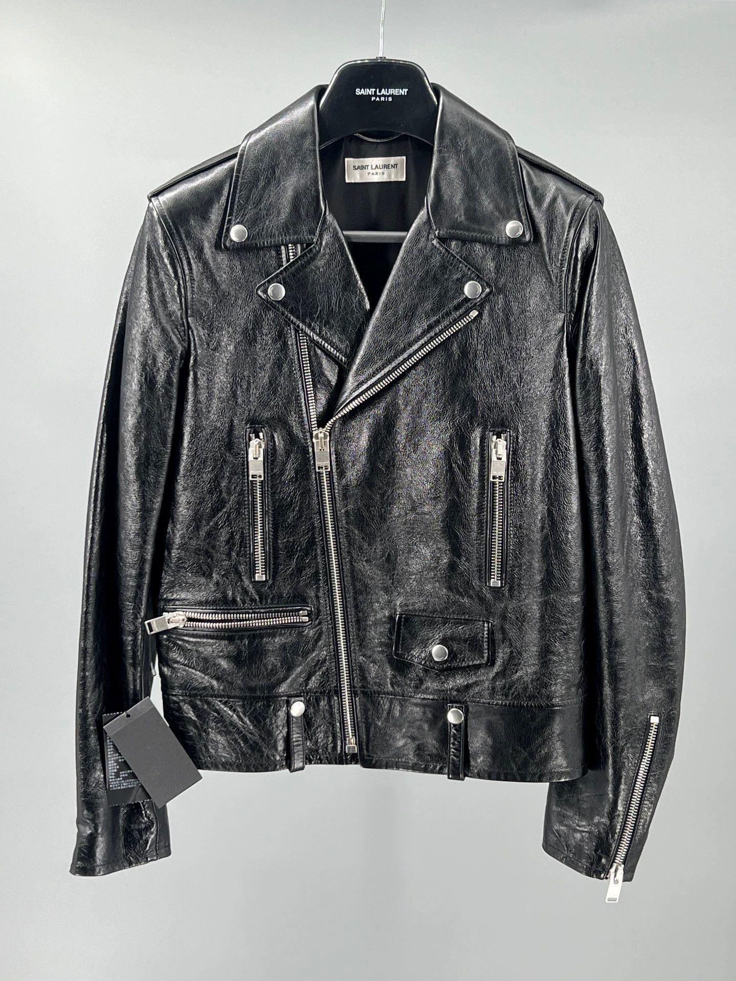 Yves Saint Laurent classic black leather jacket by YSL Size US L / EU 52-54 / 3 - 1 Thumbnail