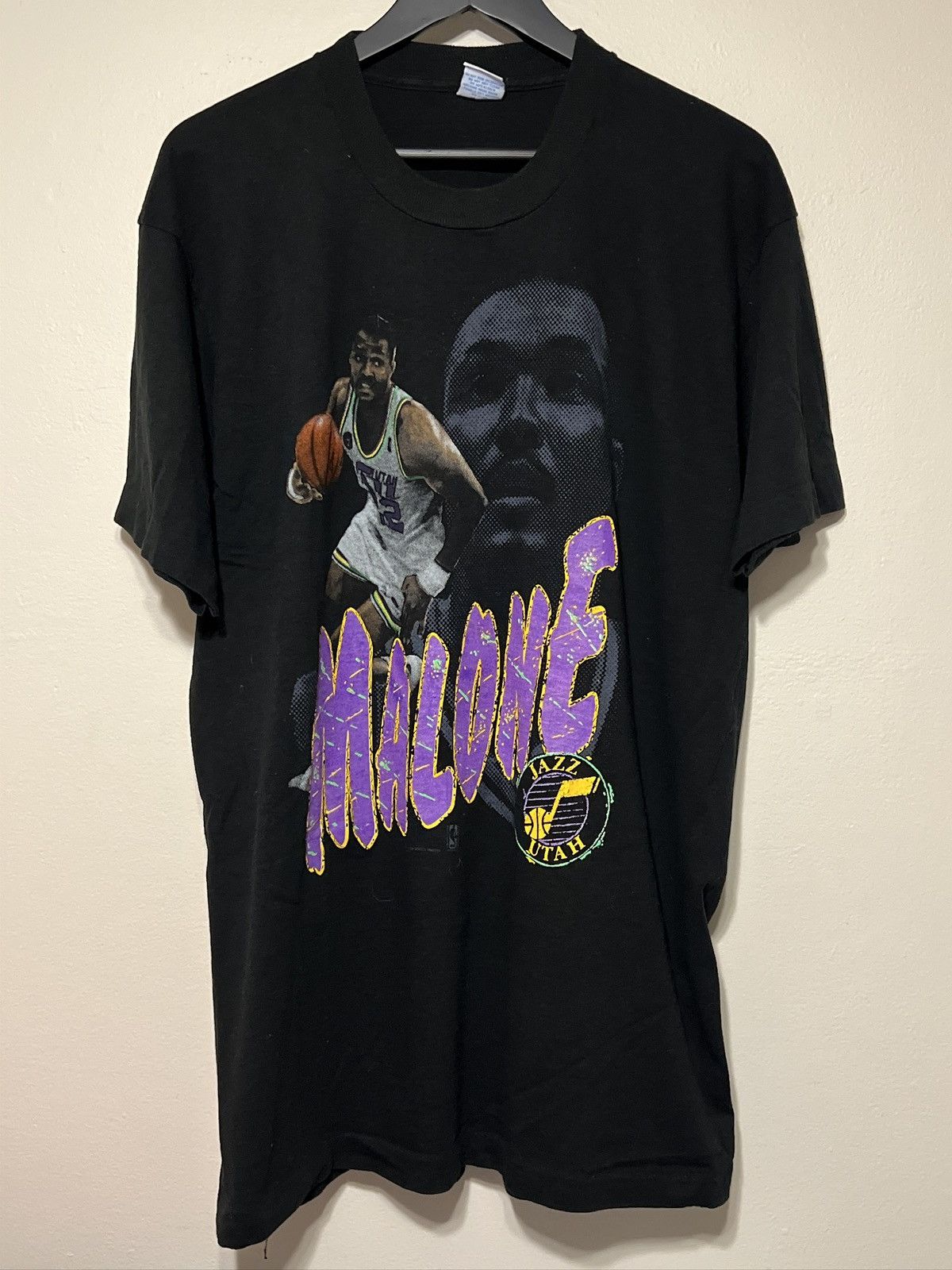 Salem Sportswear Vintage 90s Salem Karl Malone Player Tee Utah Jazz Size US XL / EU 56 / 4 - 1 Thumbnail
