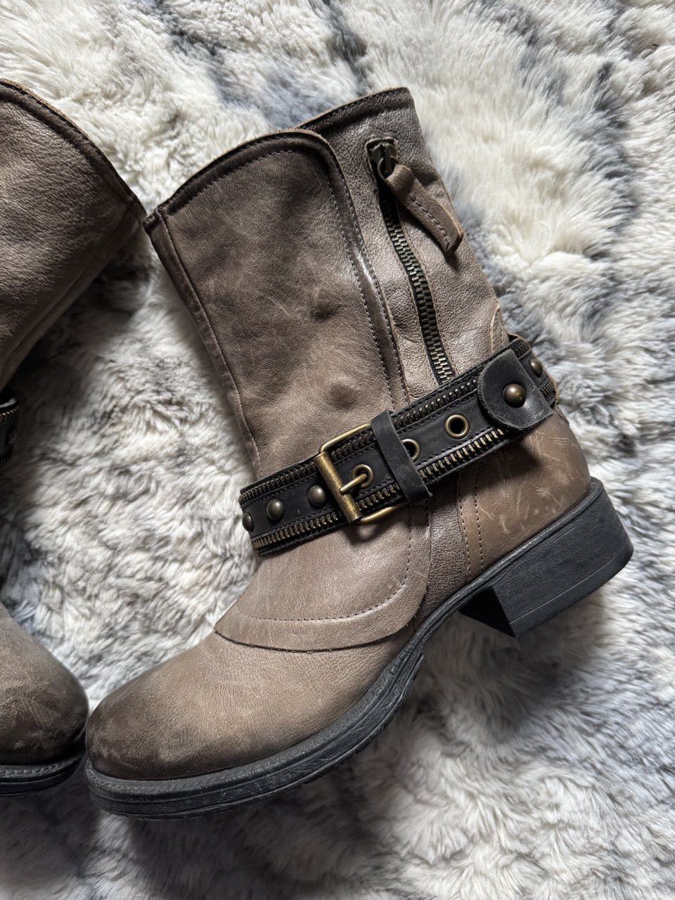 Vintage Vintage Leather Ankle Boots Zip Buckle Biker A.S. 98 style Size US 7 / IT 37 - 4 Thumbnail