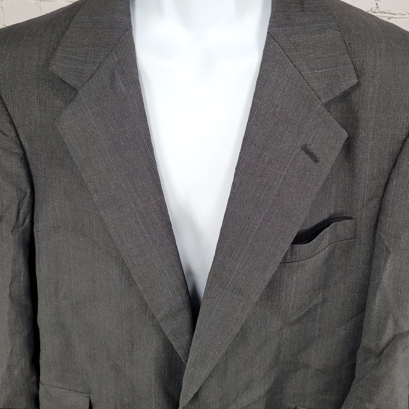 Vintage VINTAGE Botany 500 Couture Grey 2 Button Blazer USA Made Size 44 PTR Size 44R - 7 Thumbnail