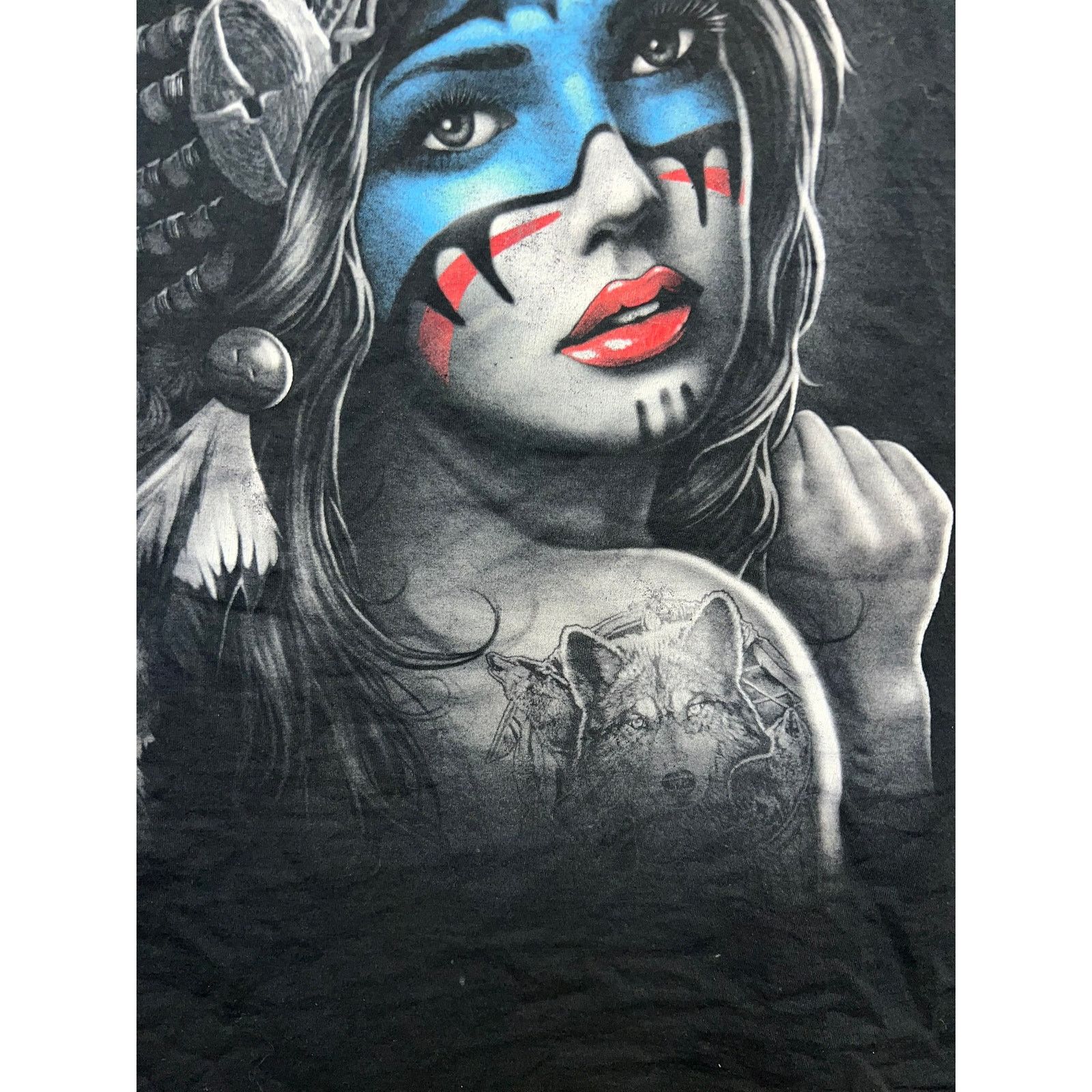 Fruit Of The Loom Vintage Native American Girl Shirt Tattoo Graphic Black 3 Size US XXL / EU 58 / 5 - 5 Thumbnail