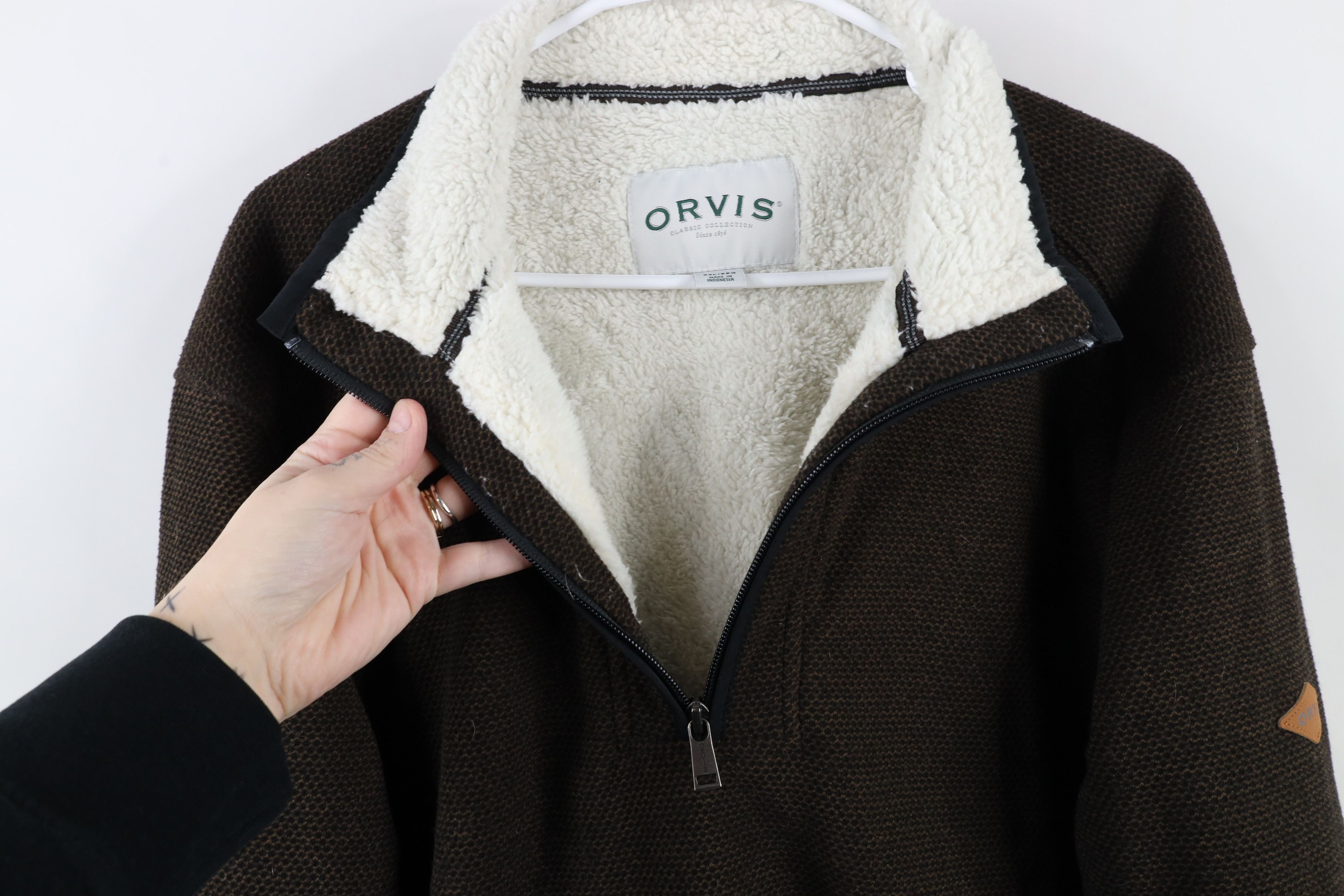 Orvis × Vintage Vintage Orvis Fleece Lined Half Zip Sweater Jacket Brown Size US XXL / EU 58 / 5 - 6 Thumbnail