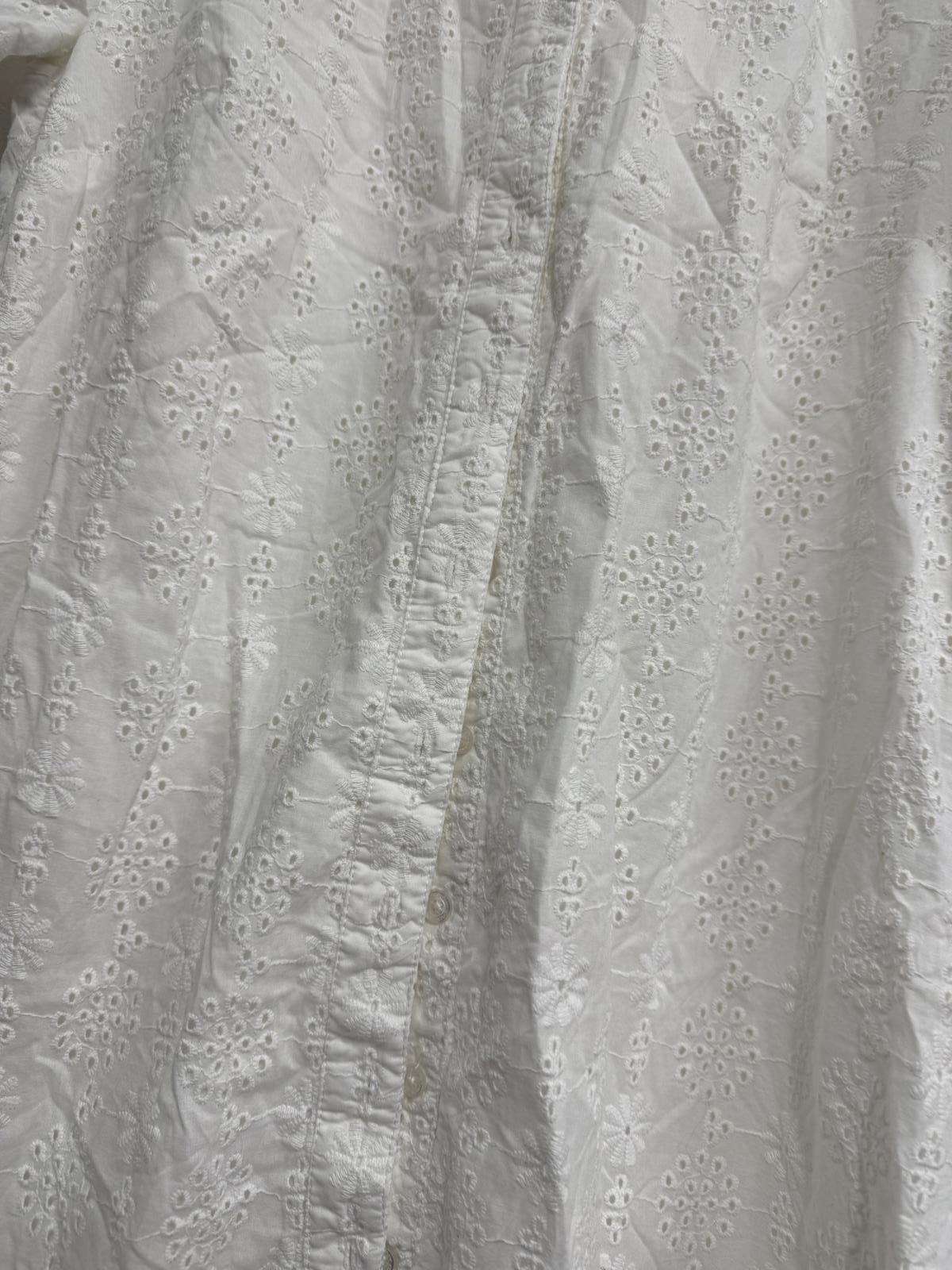 Other Crew Clothing White Embroidered Button-Down Midi Dress Size Size S / US 4 / IT 40 - 3 Thumbnail