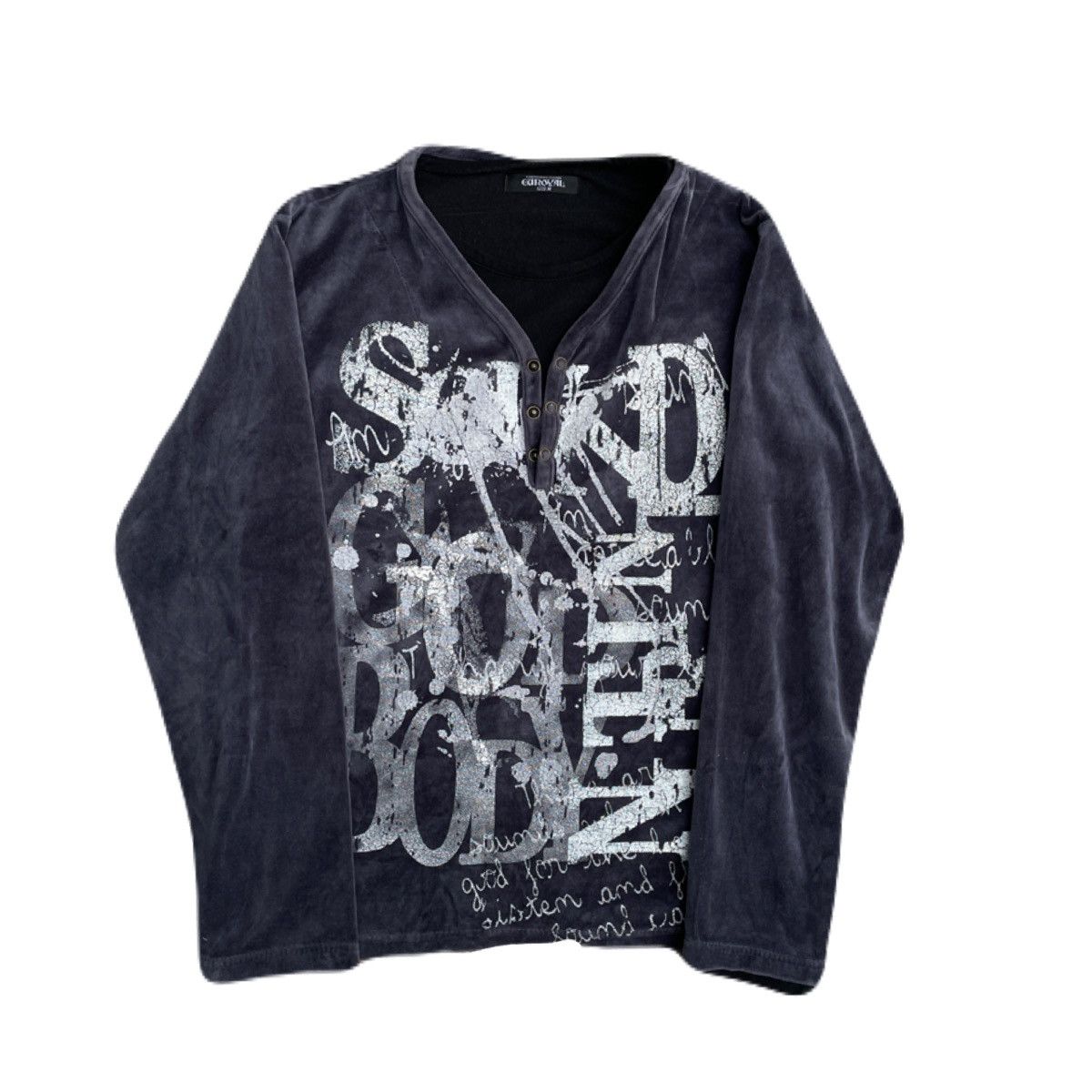 If Six Was Nine 2000s Japanese archive Layered Velour Poem Long Sleeve Tee Size US S / EU 44-46 / 1 - 2 Thumbnail