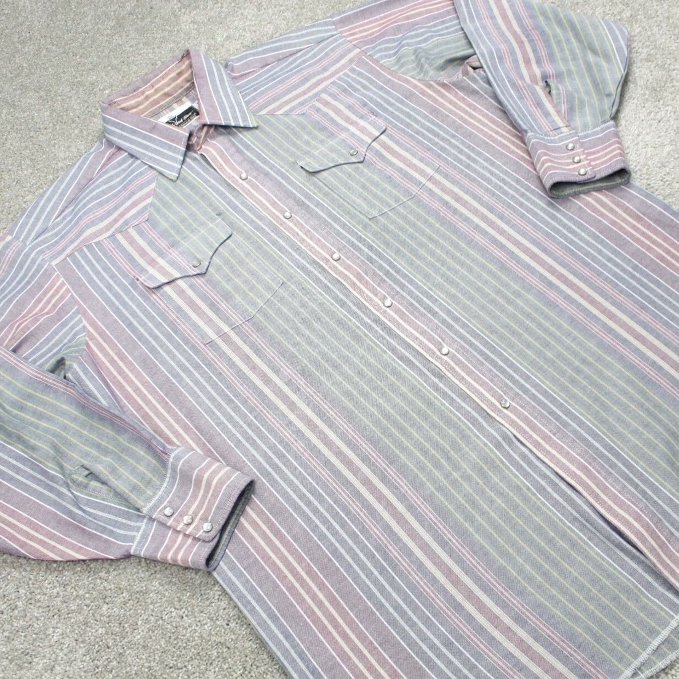 Vintage Ranch and Town Shirt Mens 18, 35 Red/Blue/Green Pearl Snap Panhandle Slim L/S Shirt Size US XXL / EU 58 / 5 - 5 Thumbnail