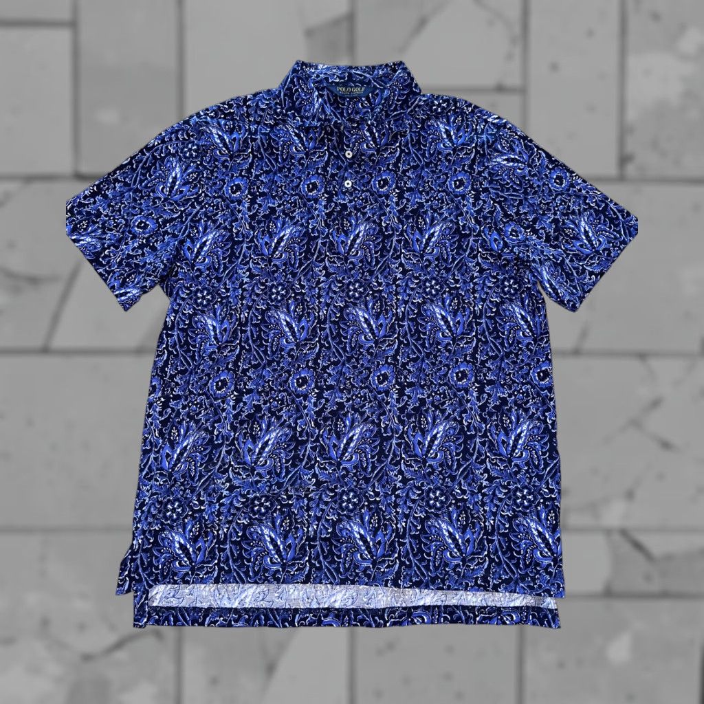 Ralph Lauren Polo Golf Ralph Lauren PERU COTTON Paisley Print Polo Shirt Mens L Blue Size US L / EU 52-54 / 3 - 1 Thumbnail