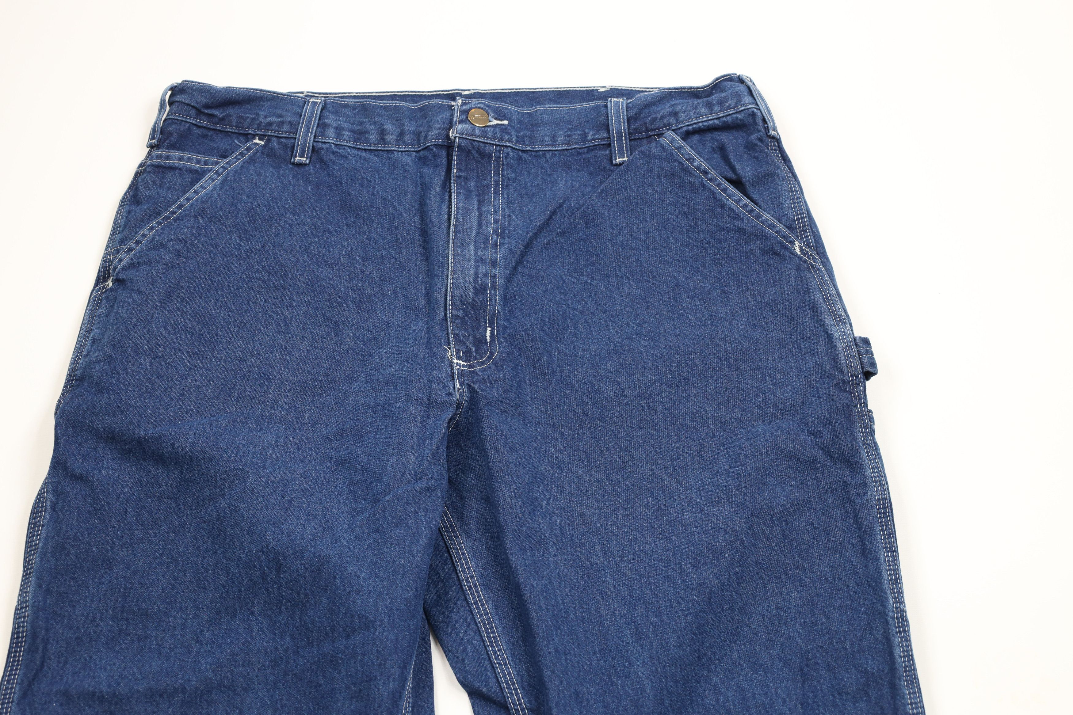 Carhartt × Vintage Vintage Carhartt Spell Wide Leg Dungaree Denim Jeans Blue Size US 38 / EU 54 - 2 Thumbnail