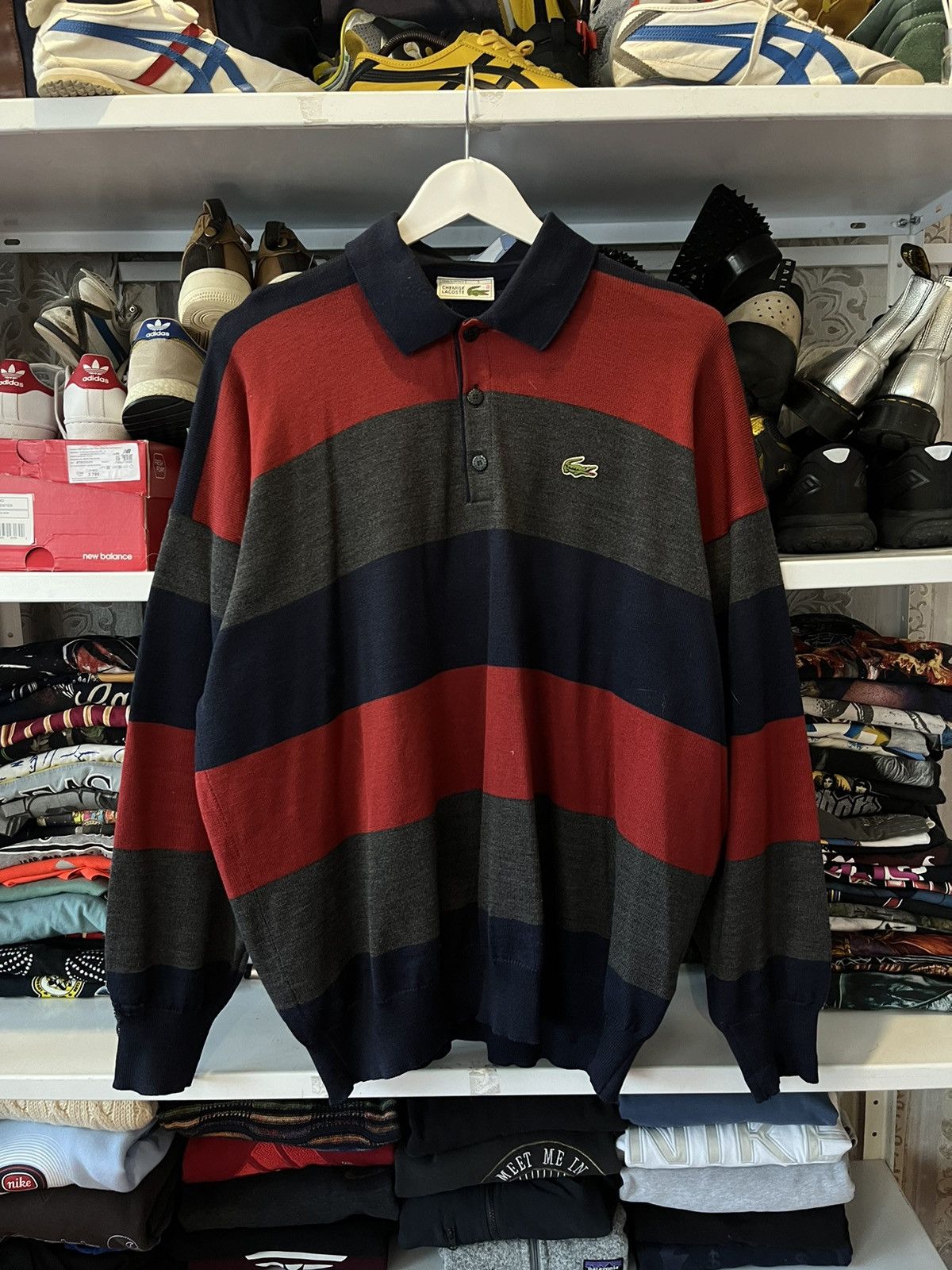 Lacoste Vintage Lacoste Polo Sweater Long sleeve Distressed Y2K Size US XL / EU 56 / 4 - 1 Thumbnail