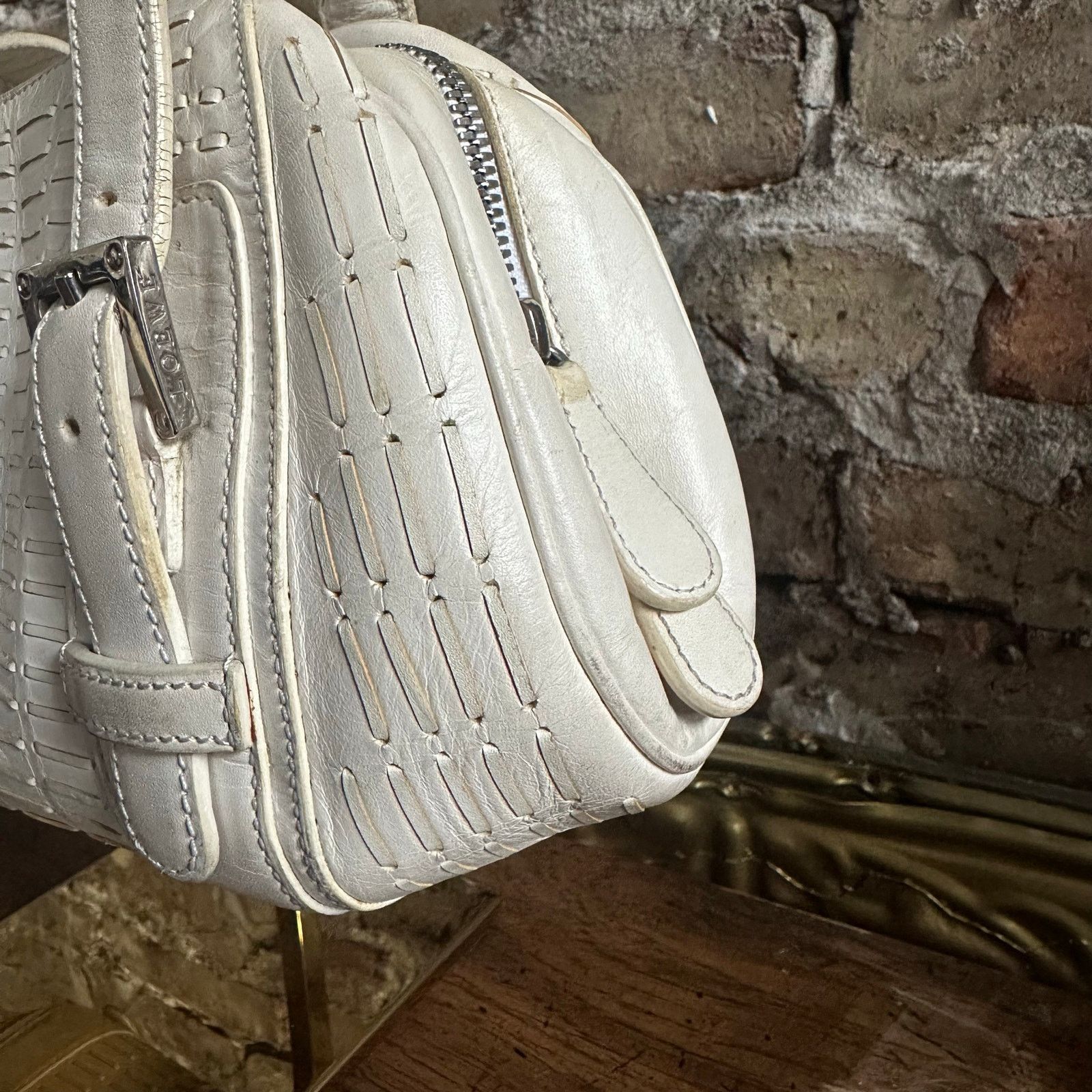 Loewe Vintage 2000's Loewe White Leather Senda Satchel Size ONE SIZE - 15 Thumbnail