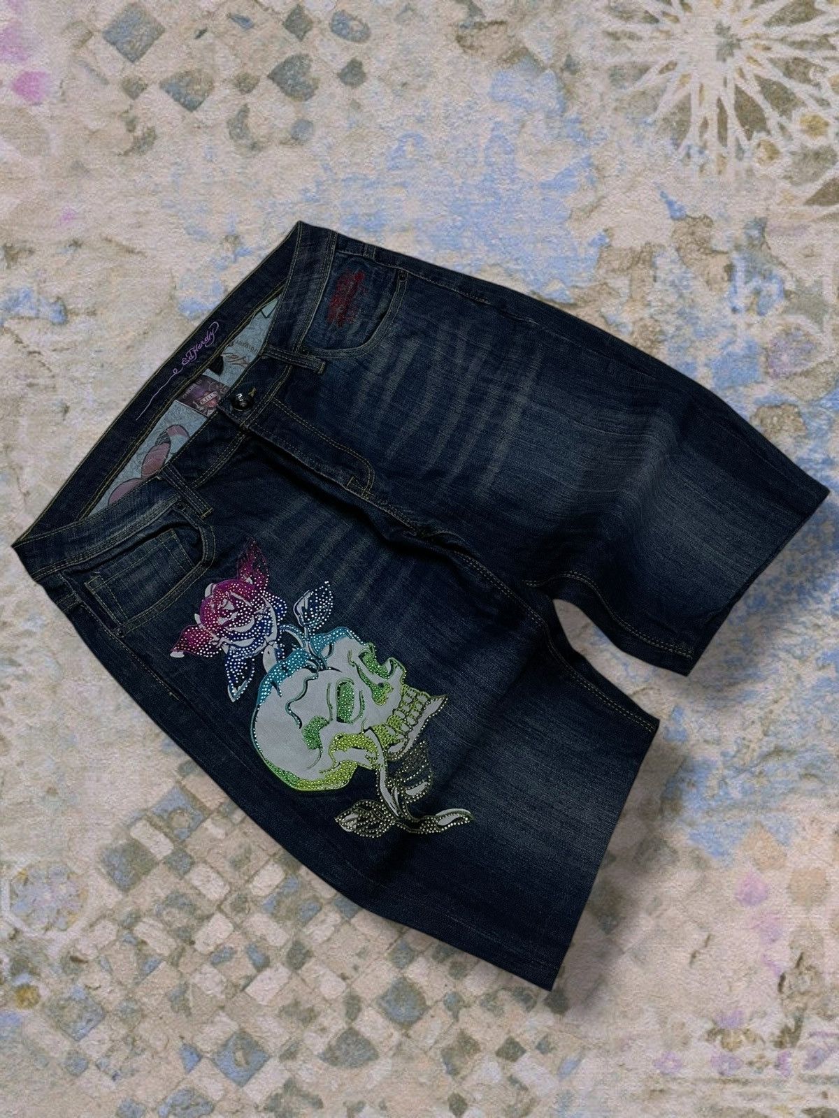 Christian Audigier Vintage 90s Authentic Designer Christian Audiger Skull Denim Size US 33 - 2 Thumbnail
