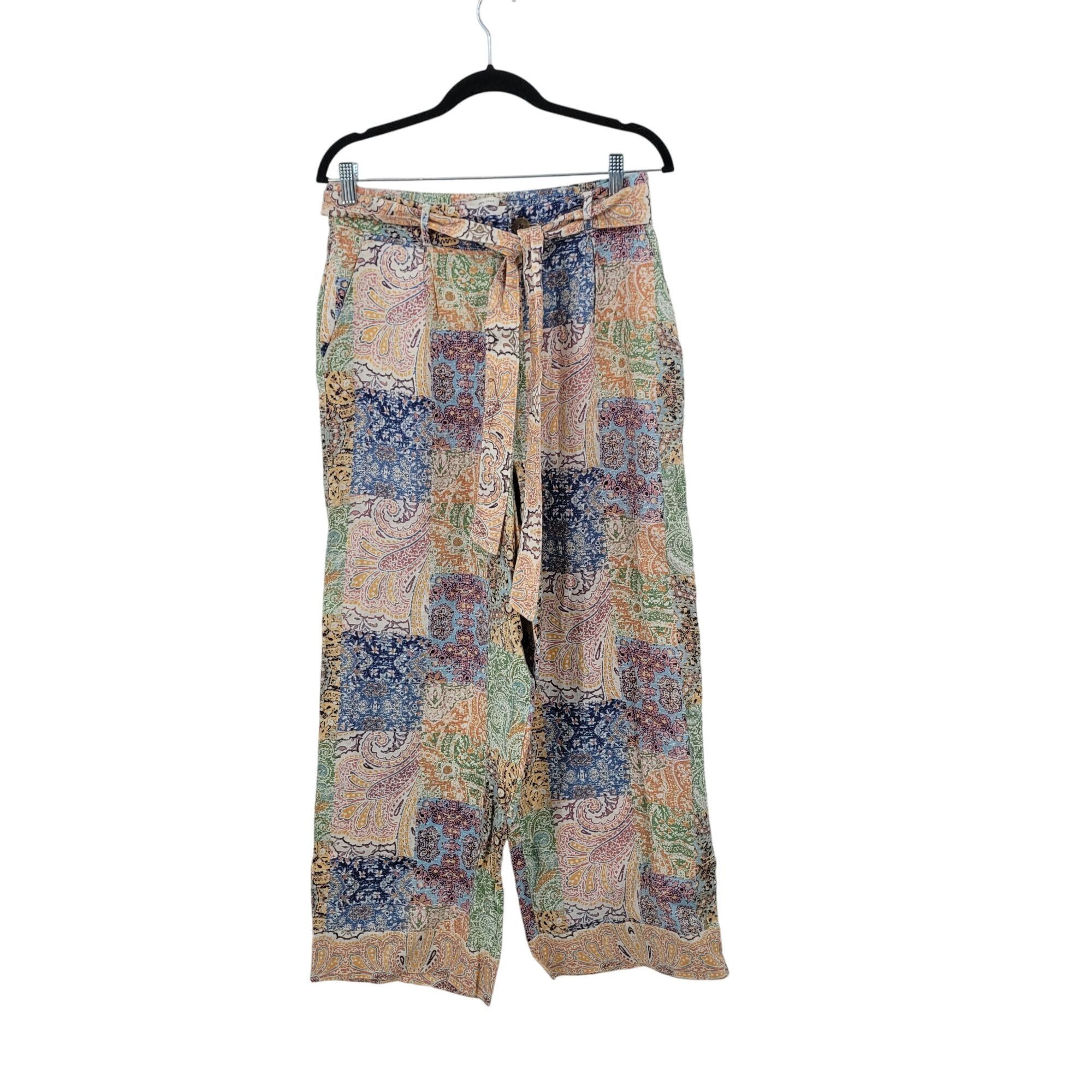 Rachel Zoe Rachel Zoe Womens Linen Multicolor Paisley Patchwork Wide-Le Size 30" / US 8 / IT 44 - 5 Thumbnail