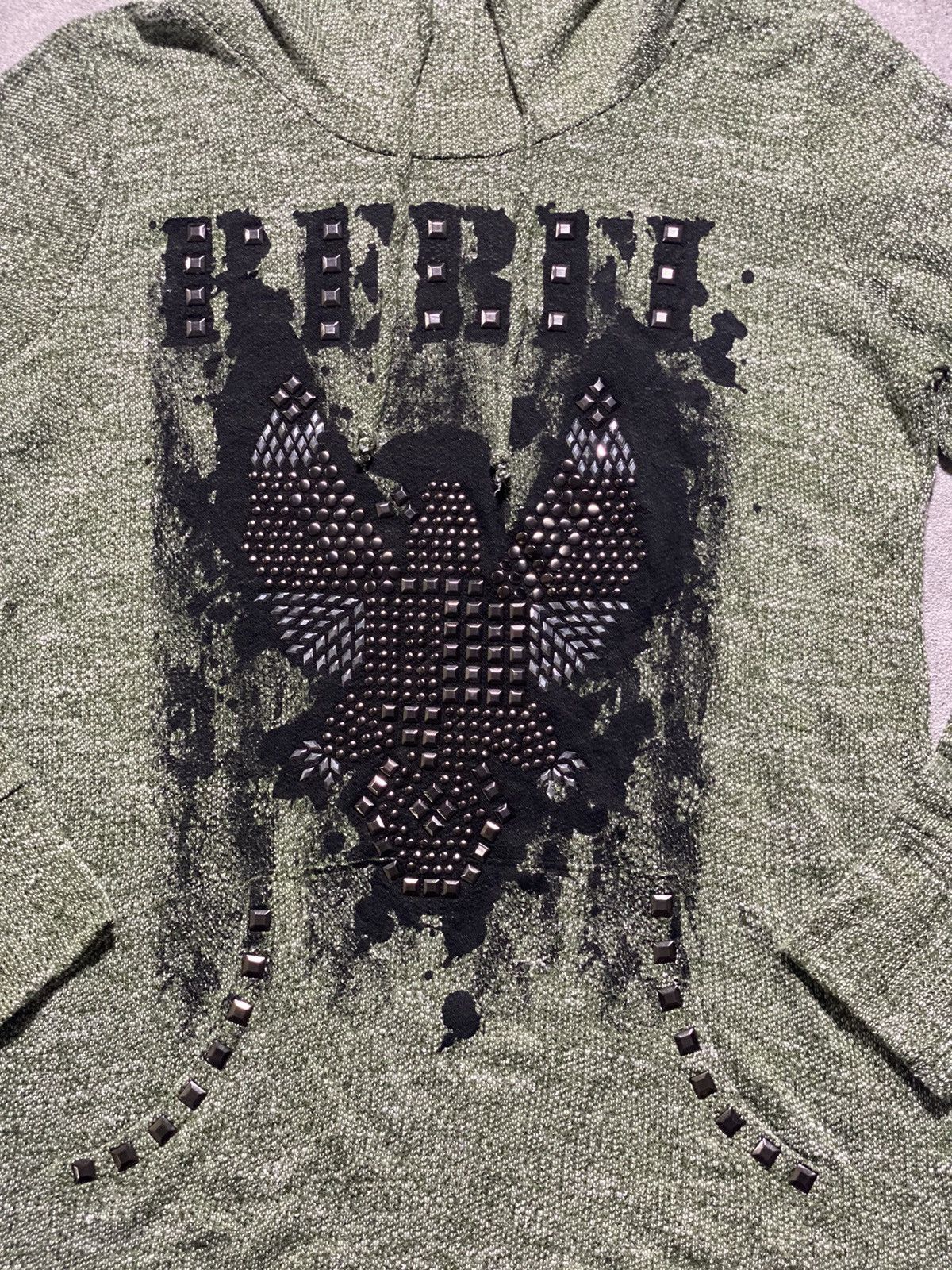 Japanese Brand 2000's Vocal Rebel Studed Knit Hoodie Size US M / EU 48-50 / 2 - 2 Thumbnail