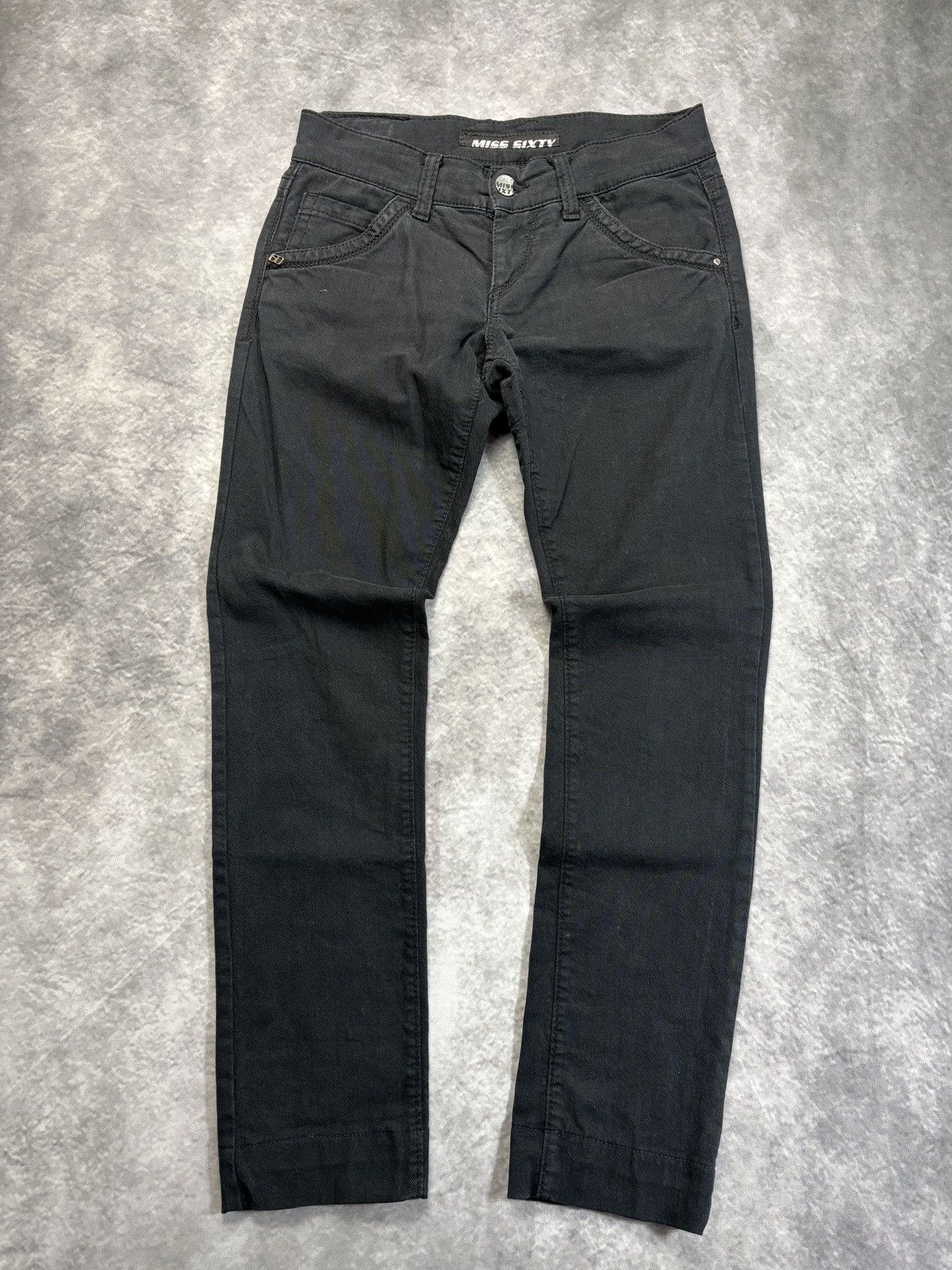 Vintage Miss Sixty Jeans Y2K Black Denim Lace Pants 2000s 90