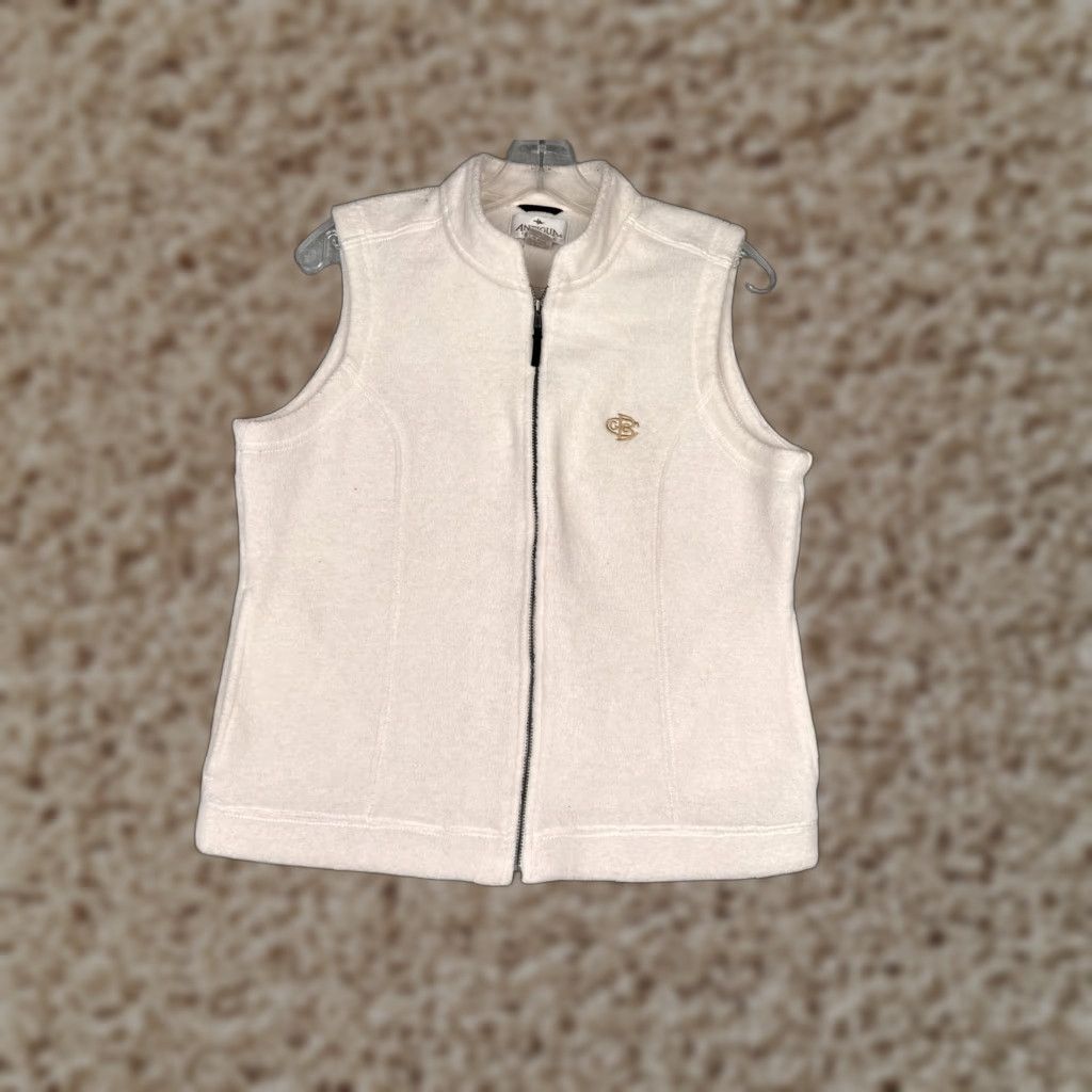 Logo 7 Antigua Vest Womens Medium White Fleece Full Zip Sleeveless Golf Logo Outdoor Size M / US 6-8 / IT 42-44 - 1 Thumbnail