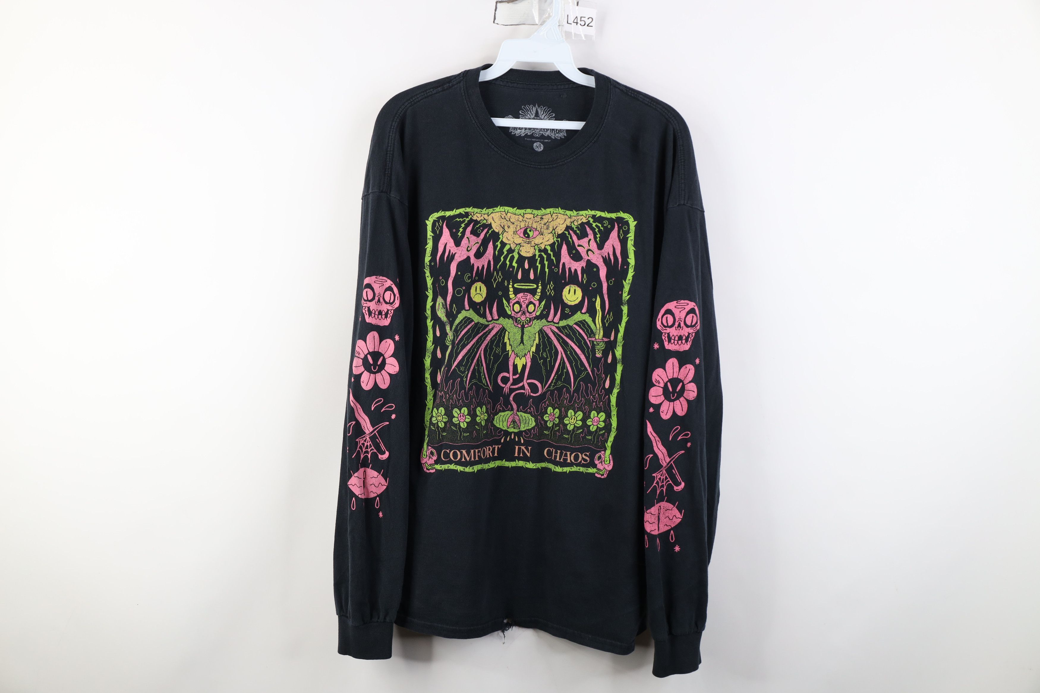 Vintage Y2K Streetwear Skull Flower Fire Flames Long Sleeve T-Shirt Size US XL / EU 56 / 4 - 1 Thumbnail