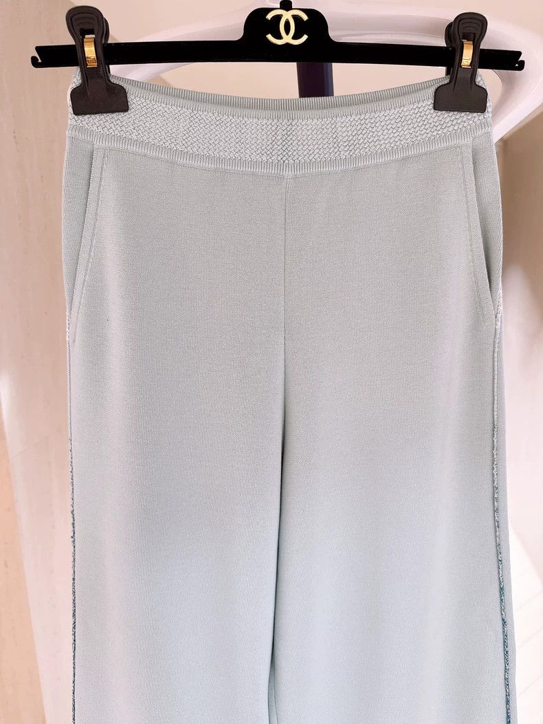 Loro Piana LORO PIANA Light blue wide leg knit trousers Size 25" / US 0 / IT 36 - 2 Thumbnail