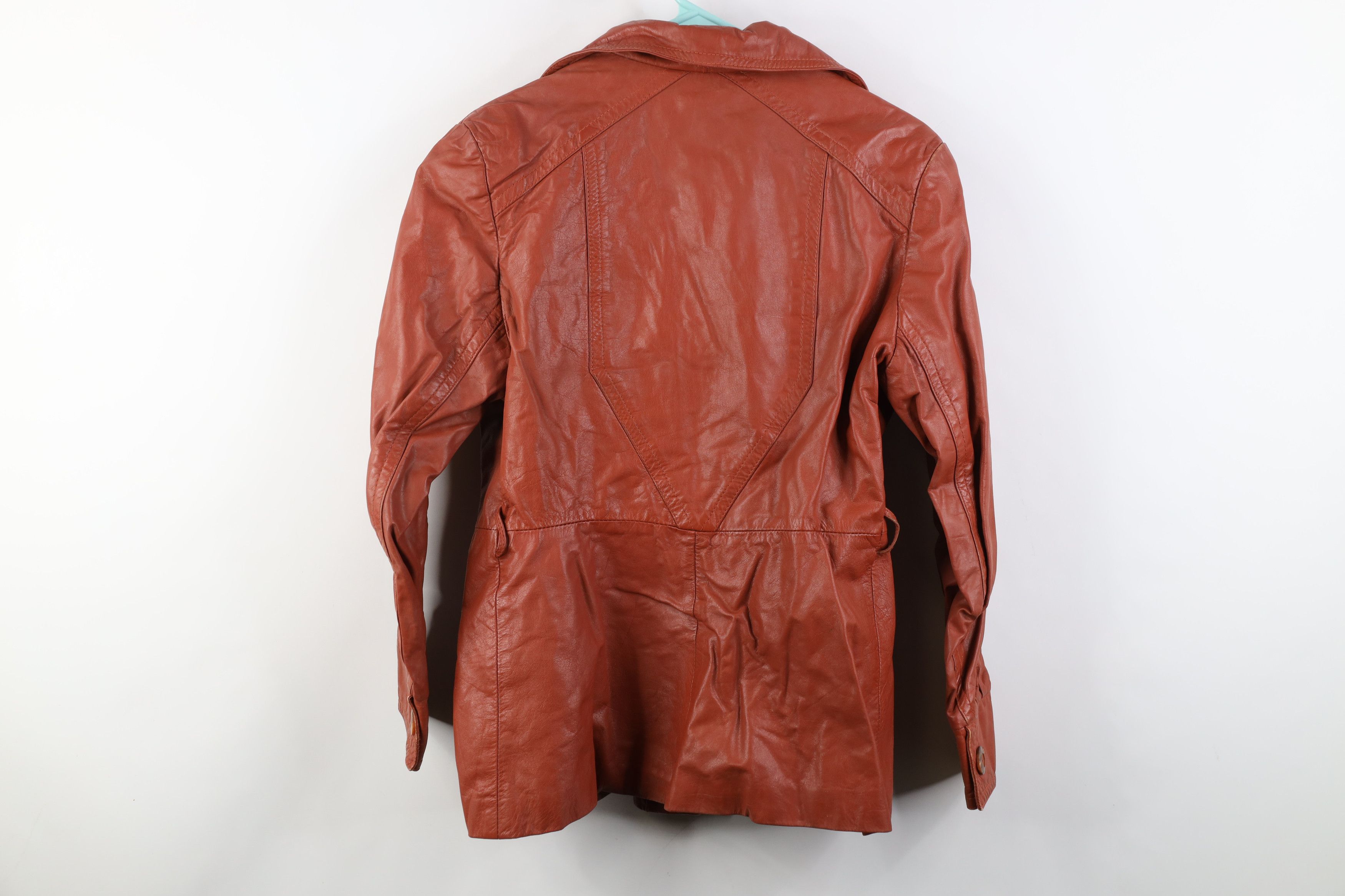 Vintage Vintage 70s Streetwear Western Collared Leather Jacket Coat Size XXL / US 16-18 / IT 52-54 - 16 Thumbnail