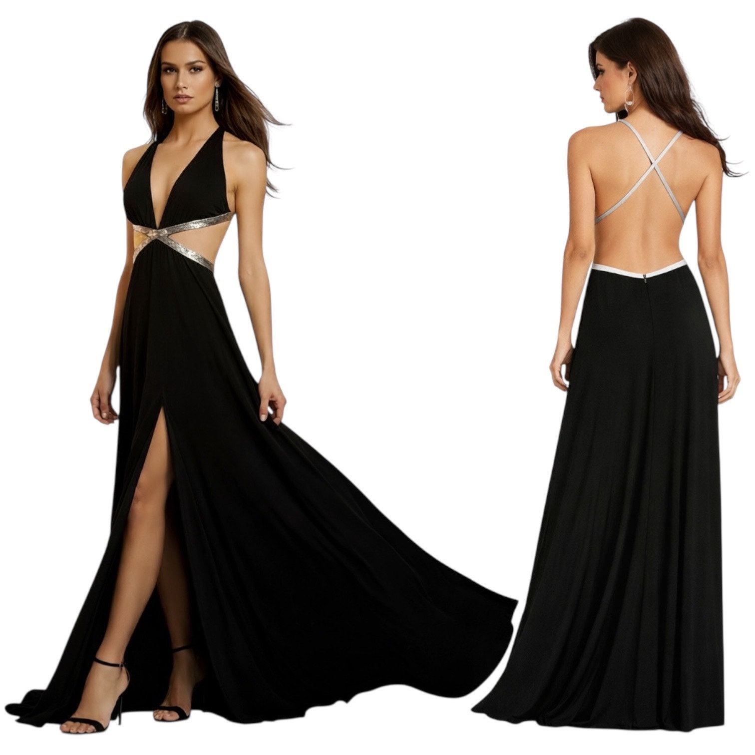 Aidan Mattox Black Cutout Evening Gown Cocktail Dress Size 2