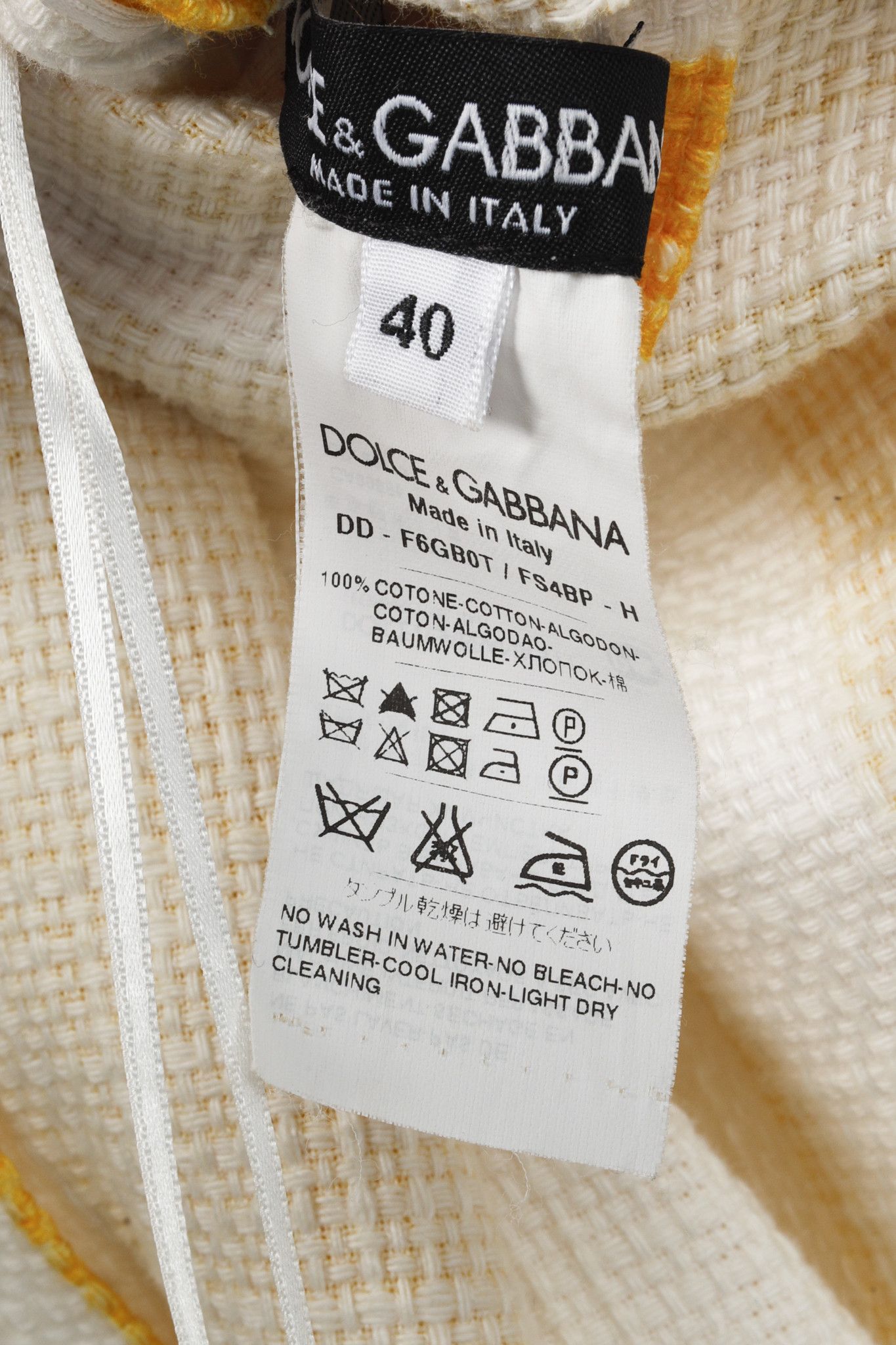 Dolce & Gabbana Dolce & Gabbana Yellow and White Striped Jacquard Mini Dress Size M / US 6-8 / IT 42-44 - 8 Thumbnail
