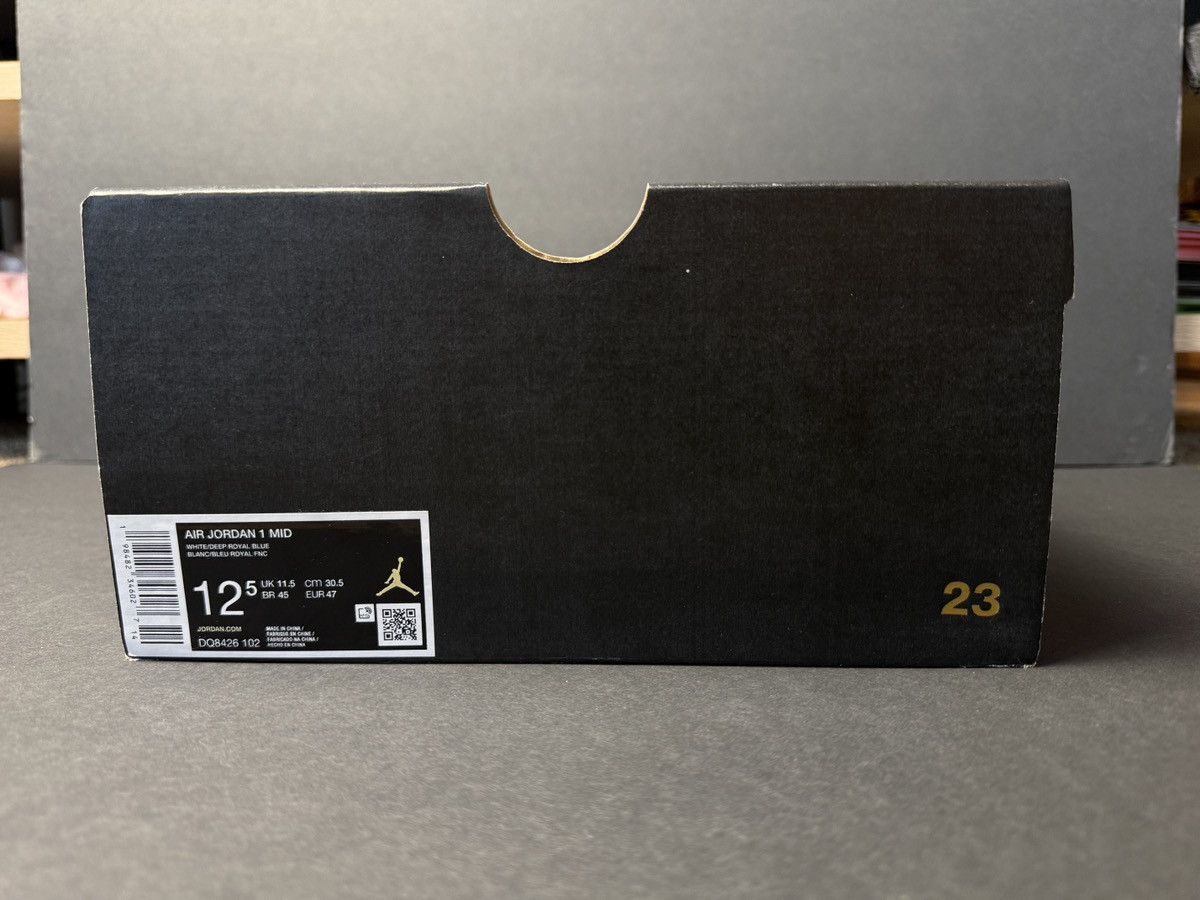 Jordan Brand Air Jordan 1 Mid WHITE/DEEP ROYAL BLUE Size US 12.5 / EU 45-46 - 8 Thumbnail